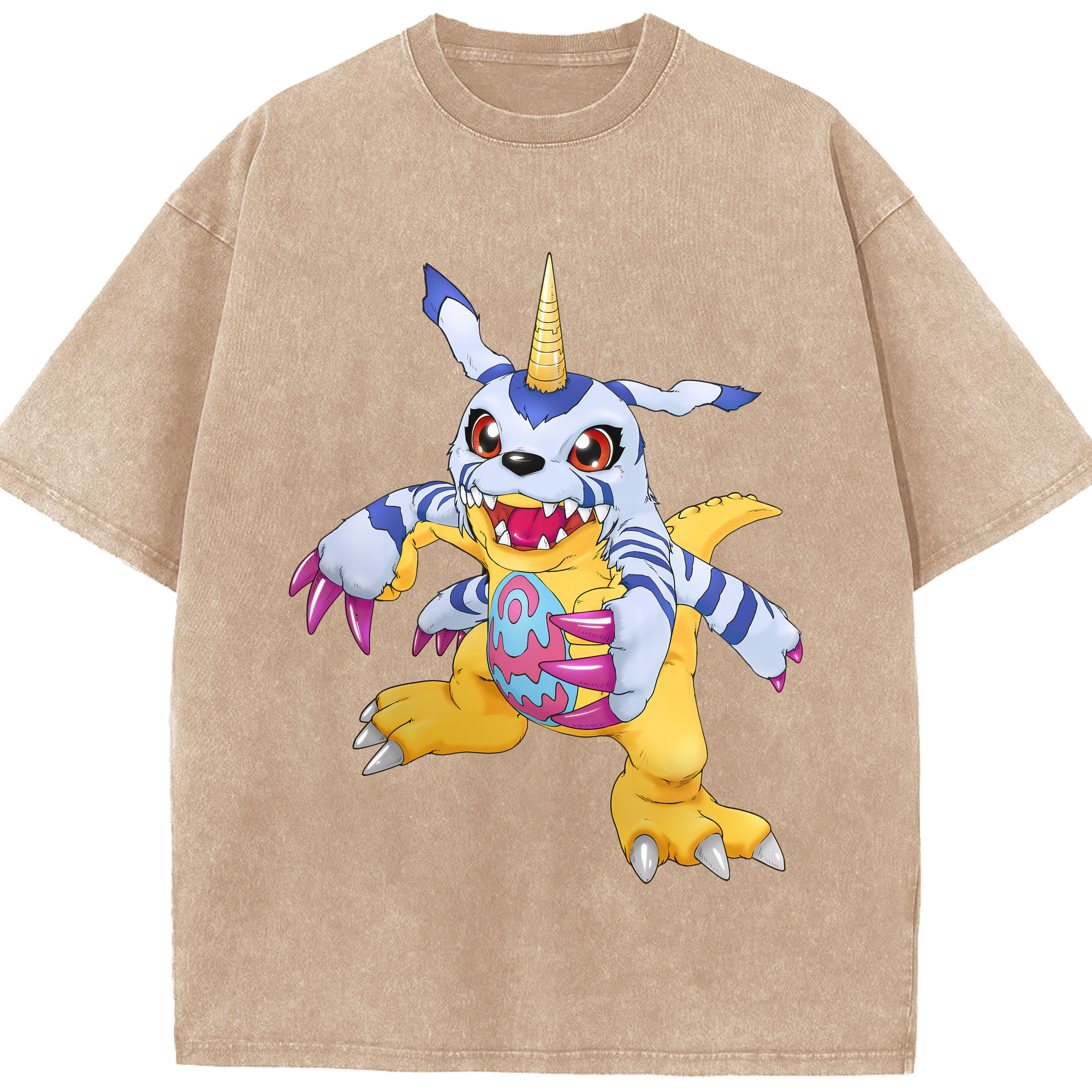 （画像用） Digimon デジタルモンスター/デジモン 綿100% ヴィンテージ風 半袖Tシャツ（フロントプリント）