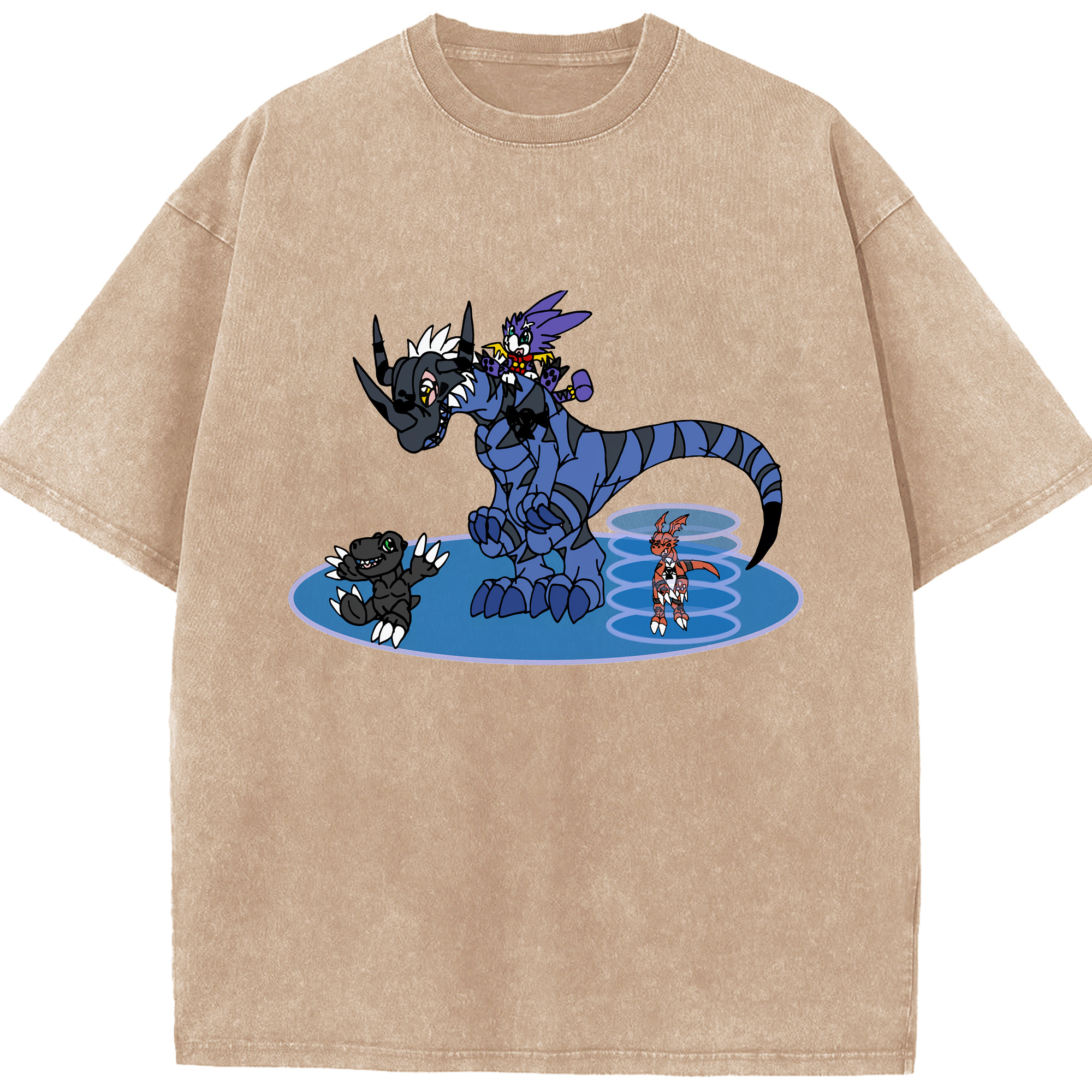 （画像用） Digimon デジタルモンスター/デジモン 綿100% ヴィンテージ風 半袖Tシャツ（フロントプリント）