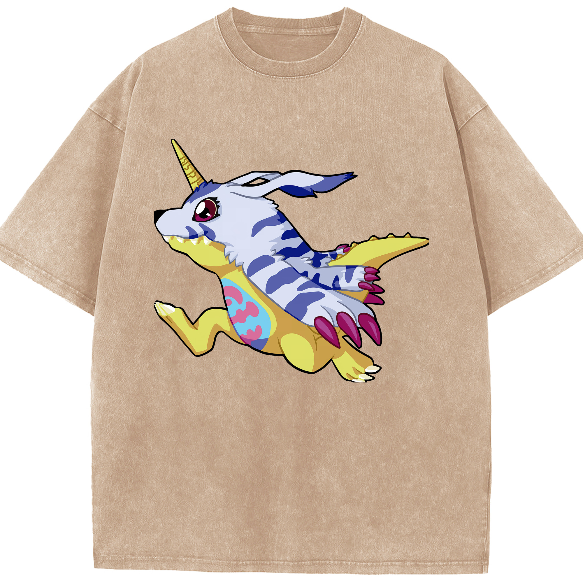 （画像用） Digimon デジタルモンスター/デジモン 綿100% ヴィンテージ風 半袖Tシャツ（フロントプリント）