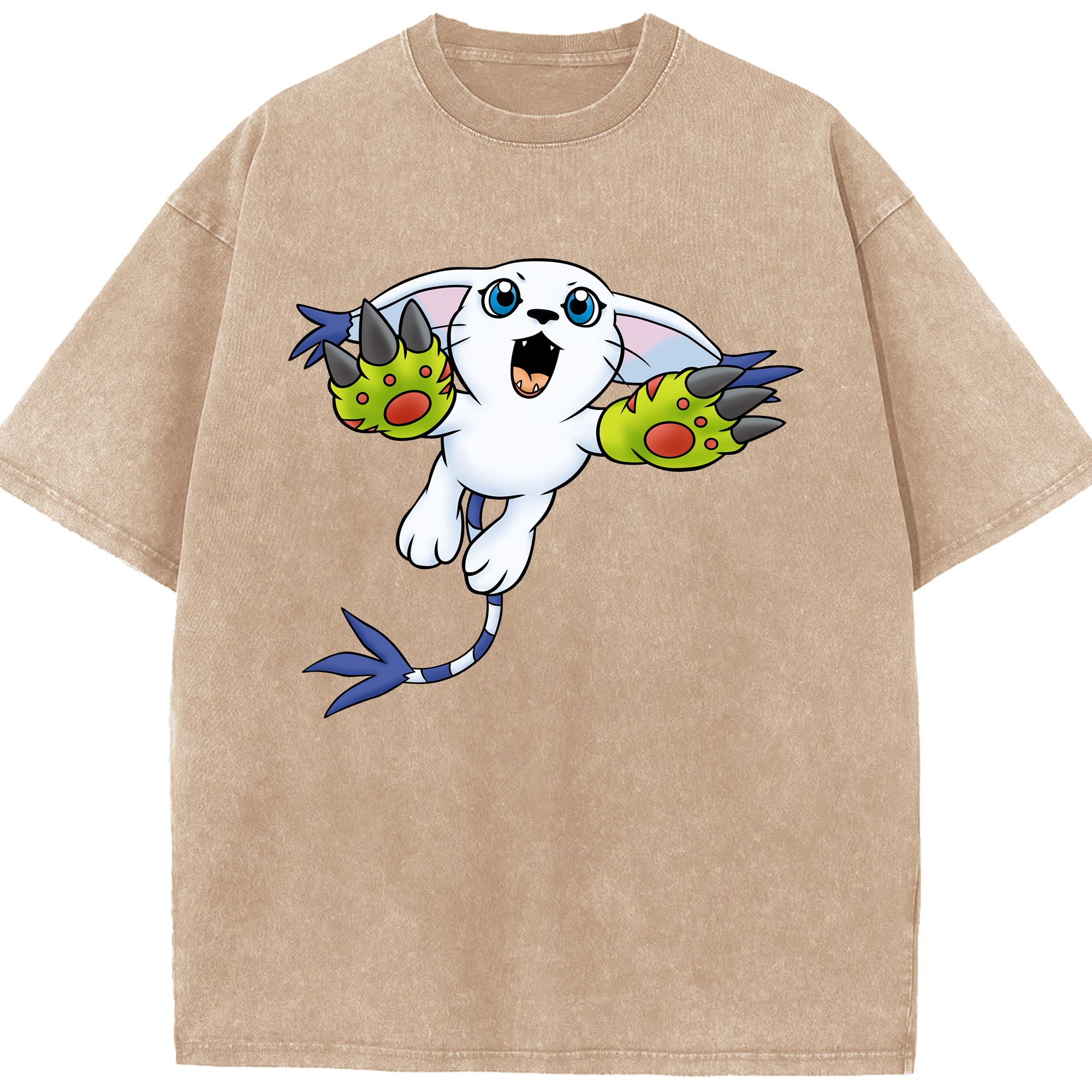 （画像用） Digimon デジタルモンスター/デジモン 綿100% ヴィンテージ風 半袖Tシャツ（フロントプリント）