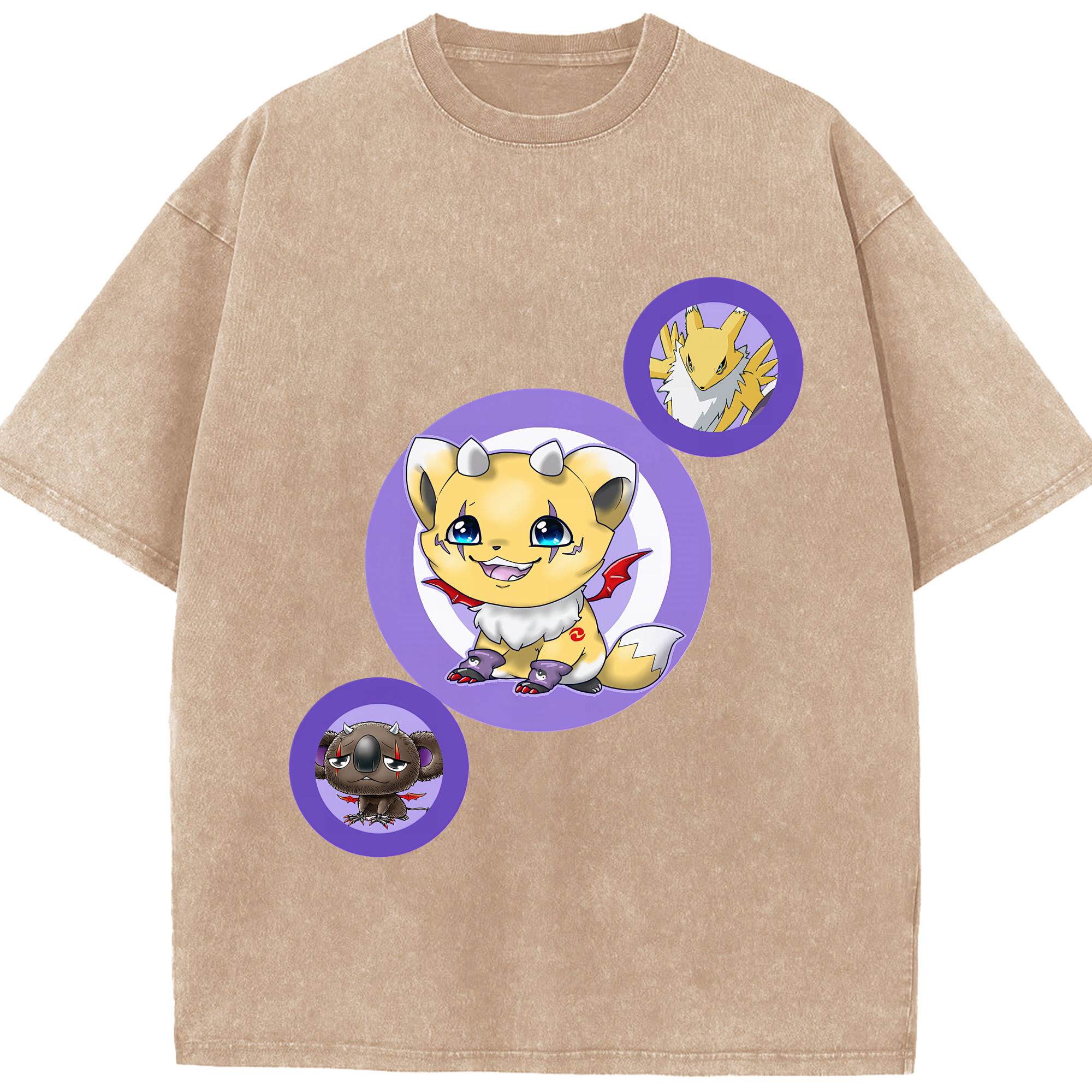 （画像用） Digimon デジタルモンスター/デジモン 綿100% ヴィンテージ風 半袖Tシャツ（フロントプリント）
