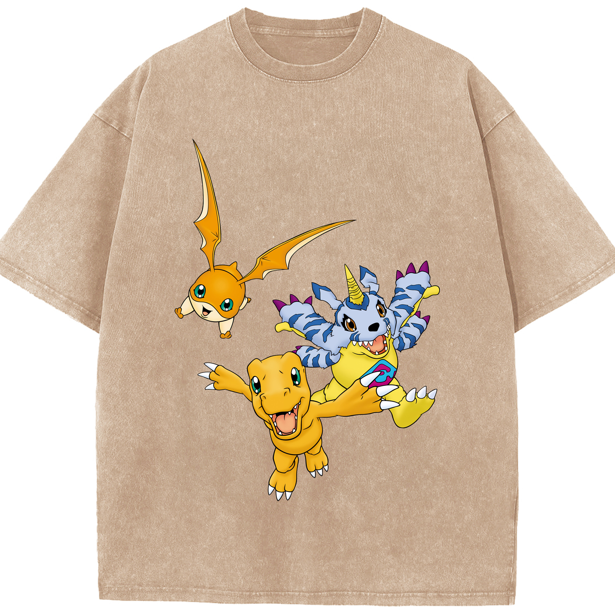 （画像用） Digimon デジタルモンスター/デジモン 綿100% ヴィンテージ風 半袖Tシャツ（フロントプリント）