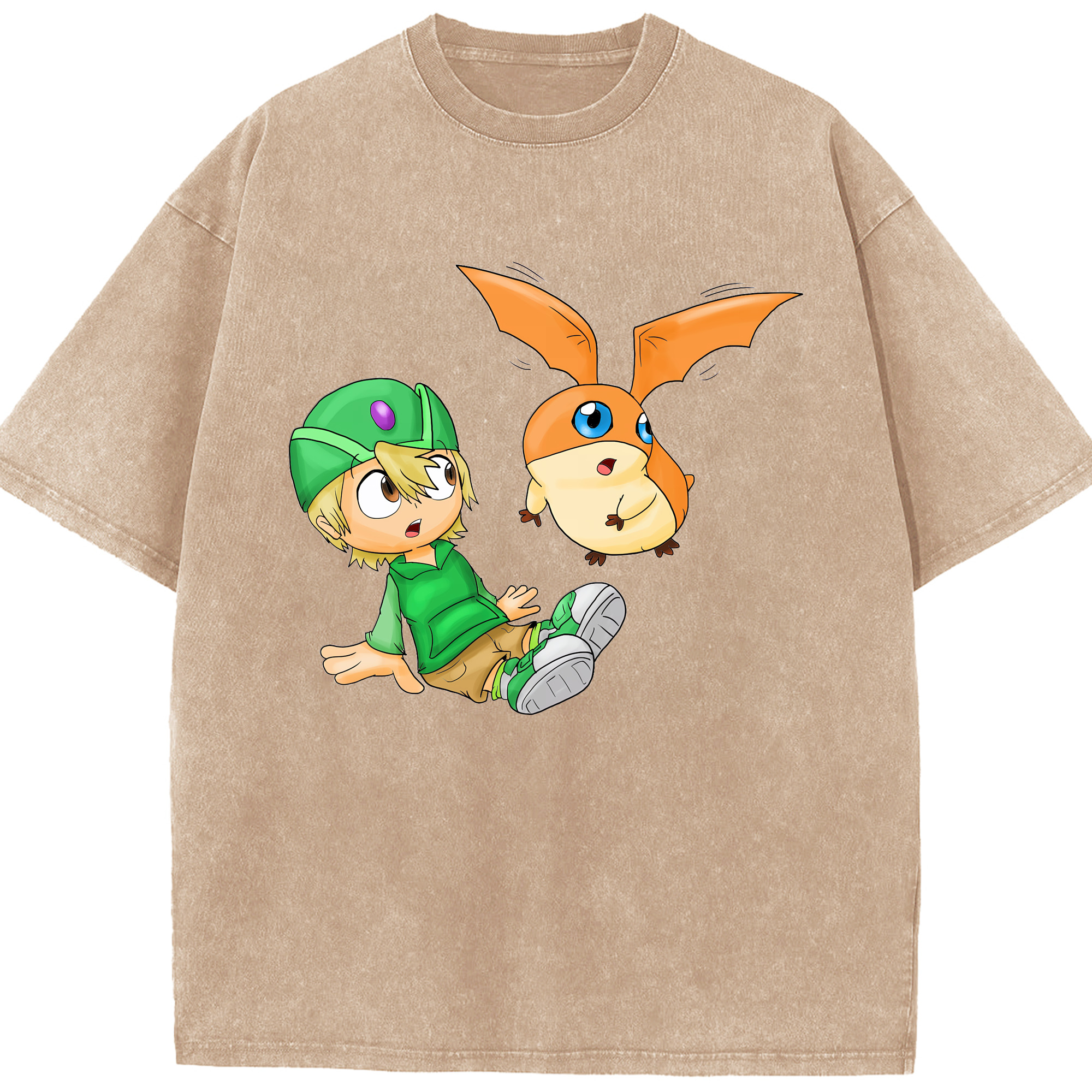 （画像用） Digimon デジタルモンスター/デジモン 綿100% ヴィンテージ風 半袖Tシャツ（フロントプリント）