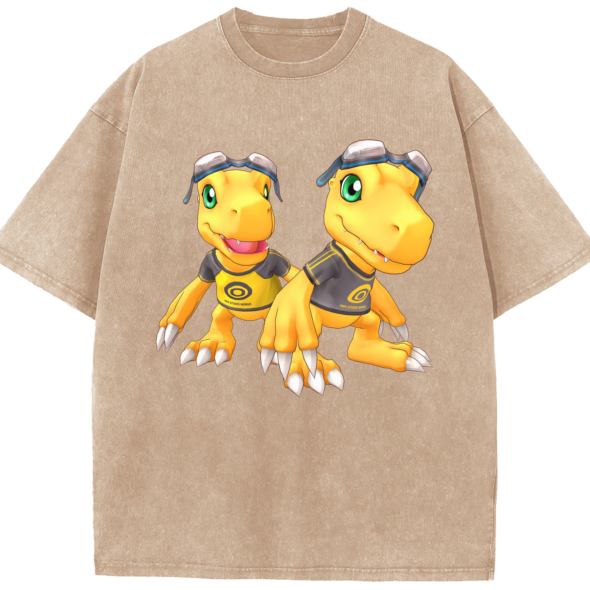 （画像用） Digimon デジタルモンスター/デジモン 綿100% ヴィンテージ風 半袖Tシャツ（フロントプリント）