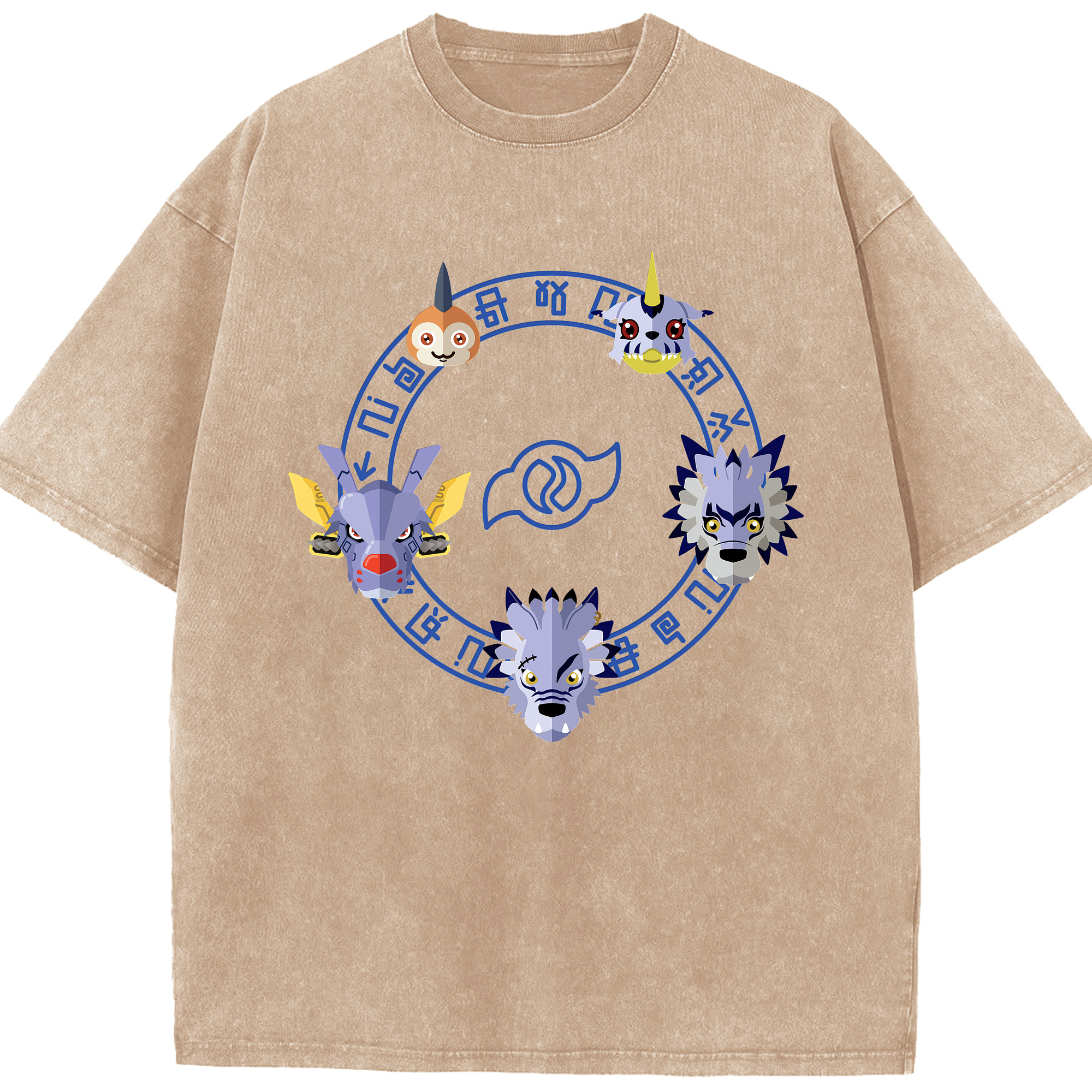（画像用） Digimon デジタルモンスター/デジモン 綿100% ヴィンテージ風 半袖Tシャツ（フロントプリント）