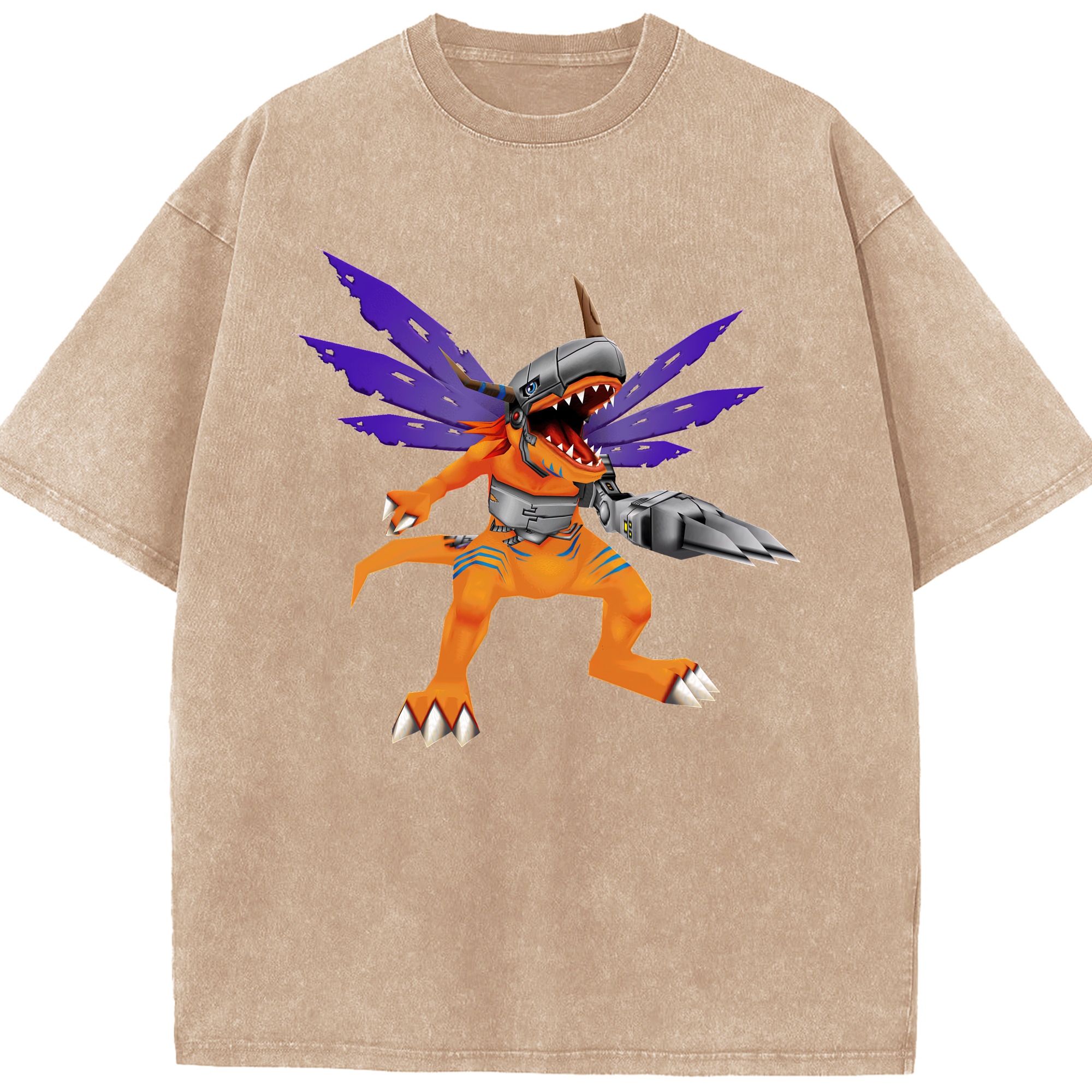 （画像用） Digimon デジタルモンスター/デジモン 綿100% ヴィンテージ風 半袖Tシャツ（フロントプリント）