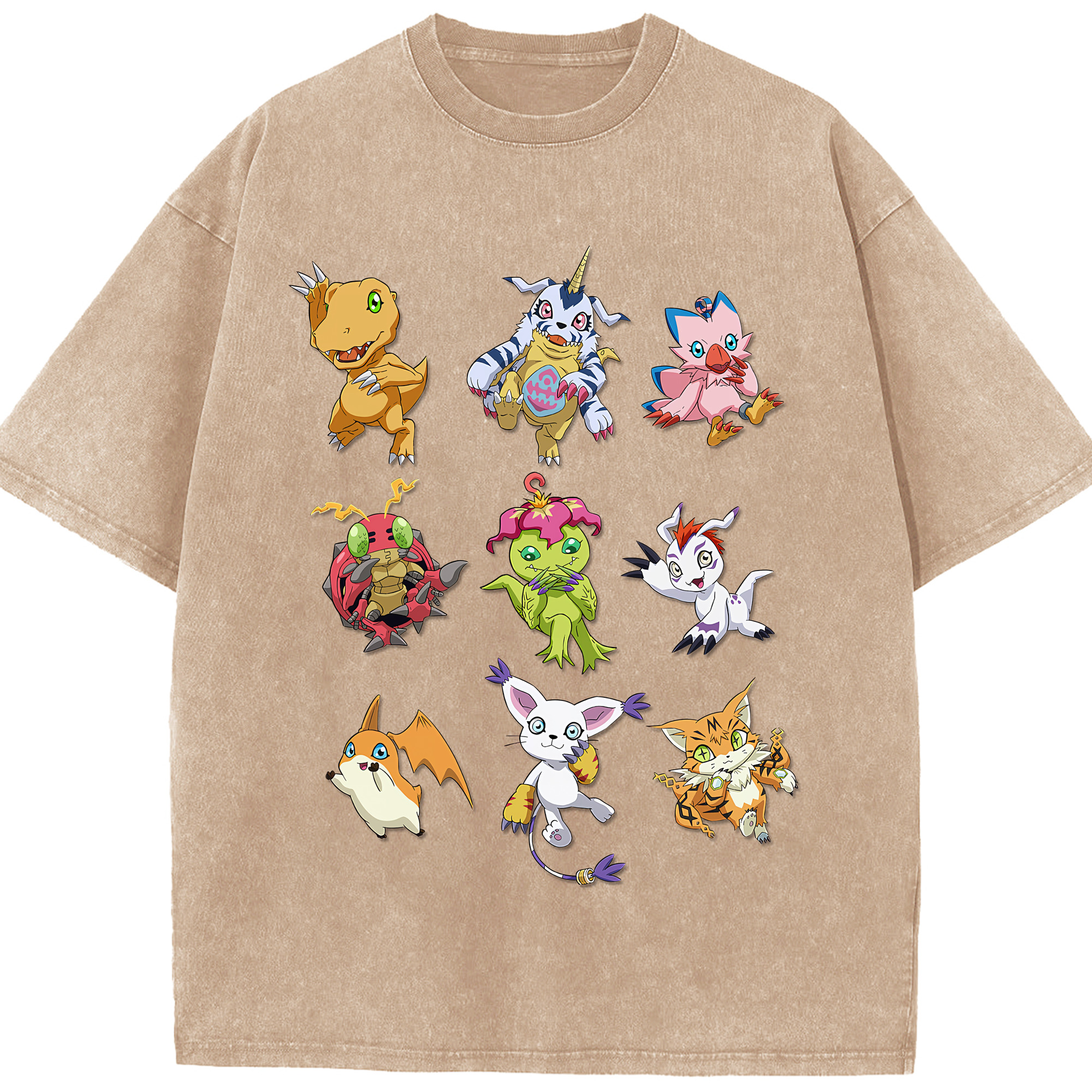 （画像用） Digimon デジタルモンスター/デジモン 綿100% ヴィンテージ風 半袖Tシャツ（フロントプリント）