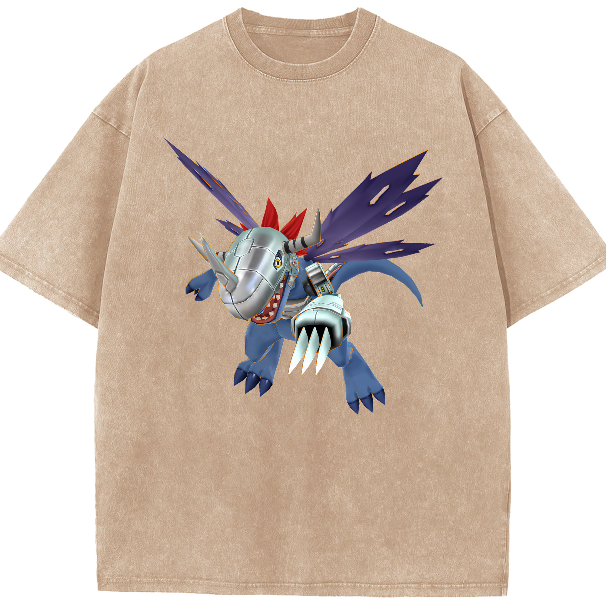 （画像用） Digimon デジタルモンスター/デジモン 綿100% ヴィンテージ風 半袖Tシャツ（フロントプリント）