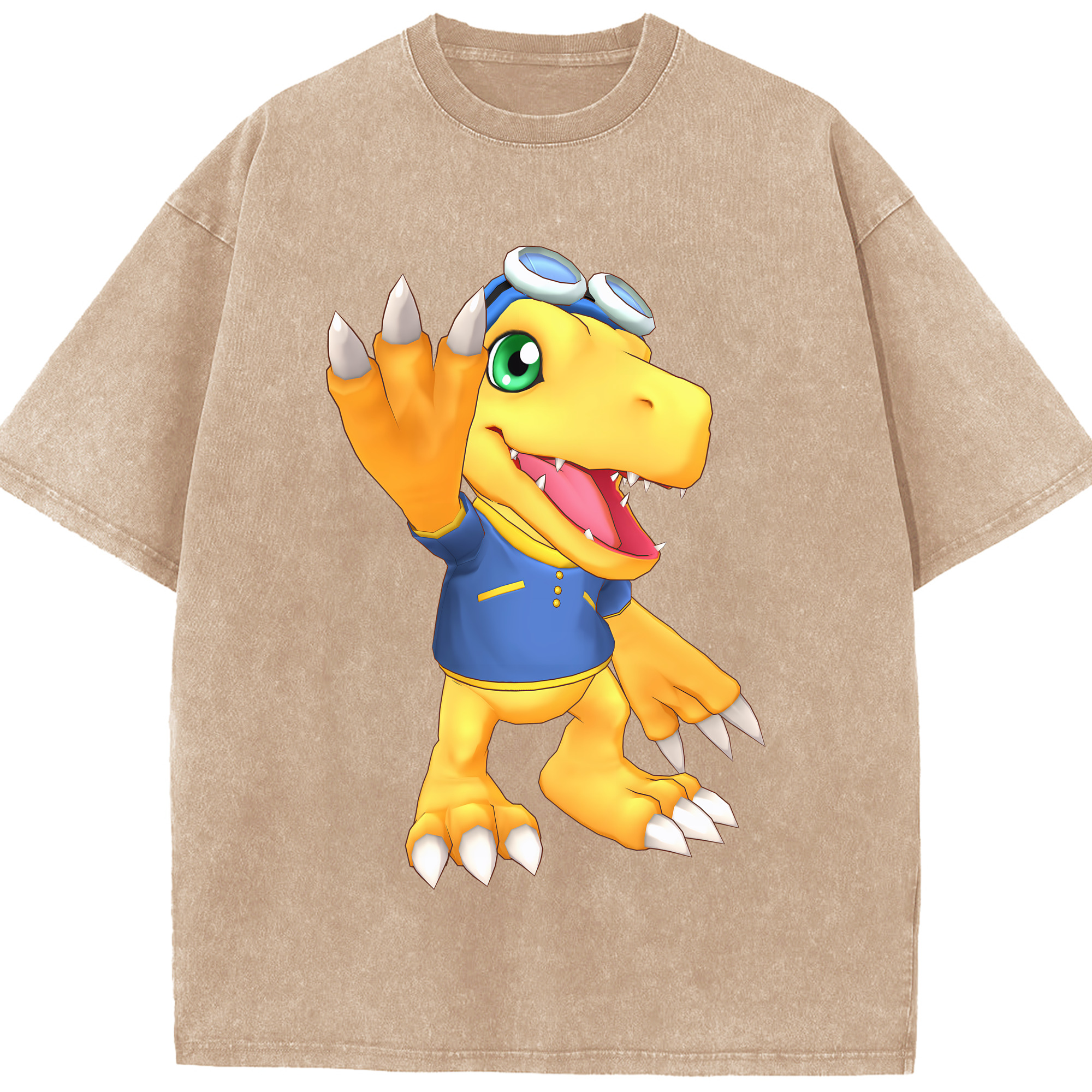 （画像用） Digimon デジタルモンスター/デジモン 綿100% ヴィンテージ風 半袖Tシャツ（フロントプリント）