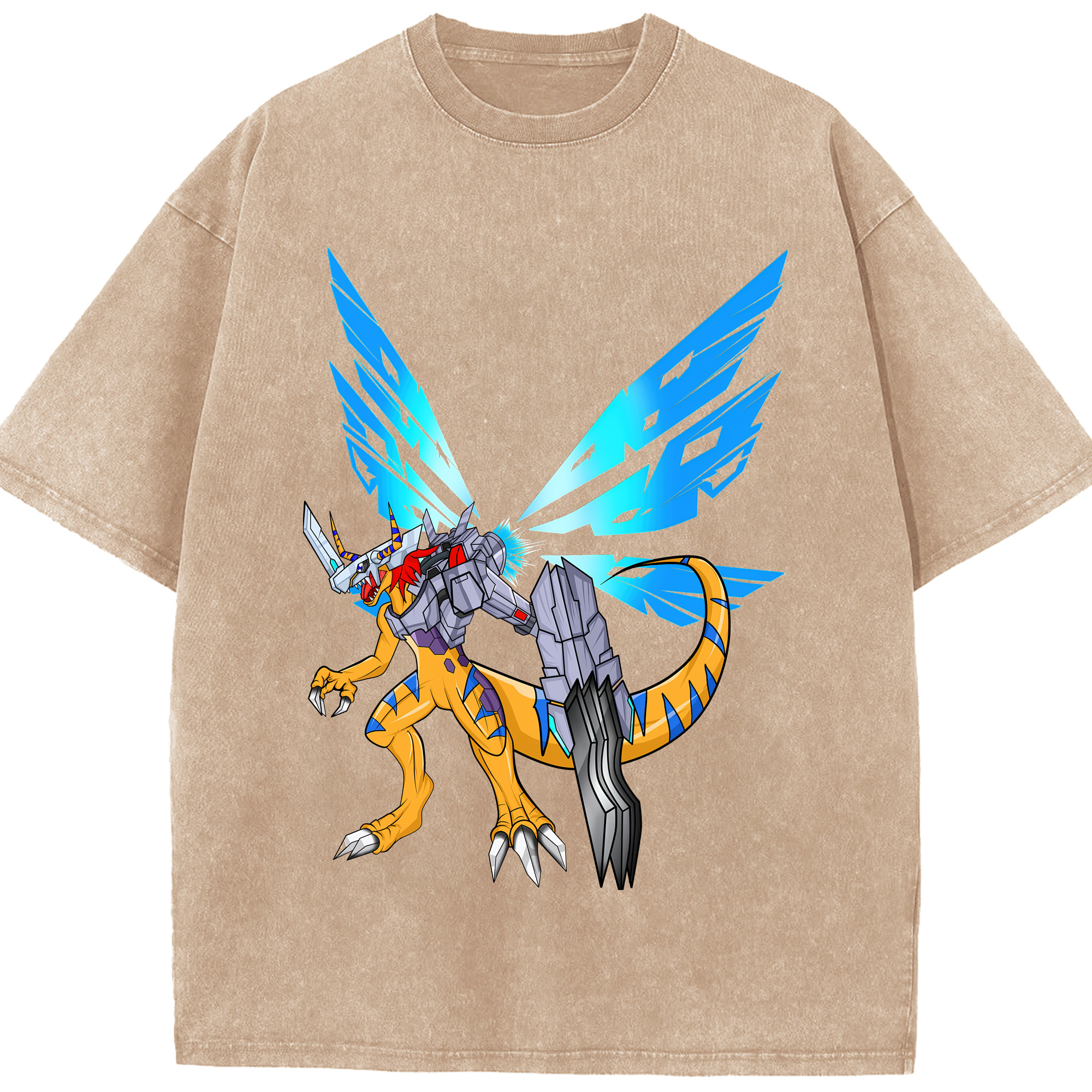 （画像用） Digimon デジタルモンスター/デジモン 綿100% ヴィンテージ風 半袖Tシャツ（フロントプリント）