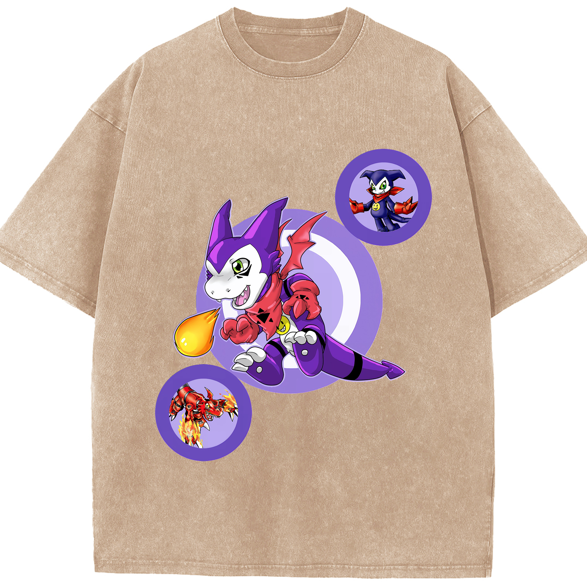 （画像用） Digimon デジタルモンスター/デジモン 綿100% ヴィンテージ風 半袖Tシャツ（フロントプリント）