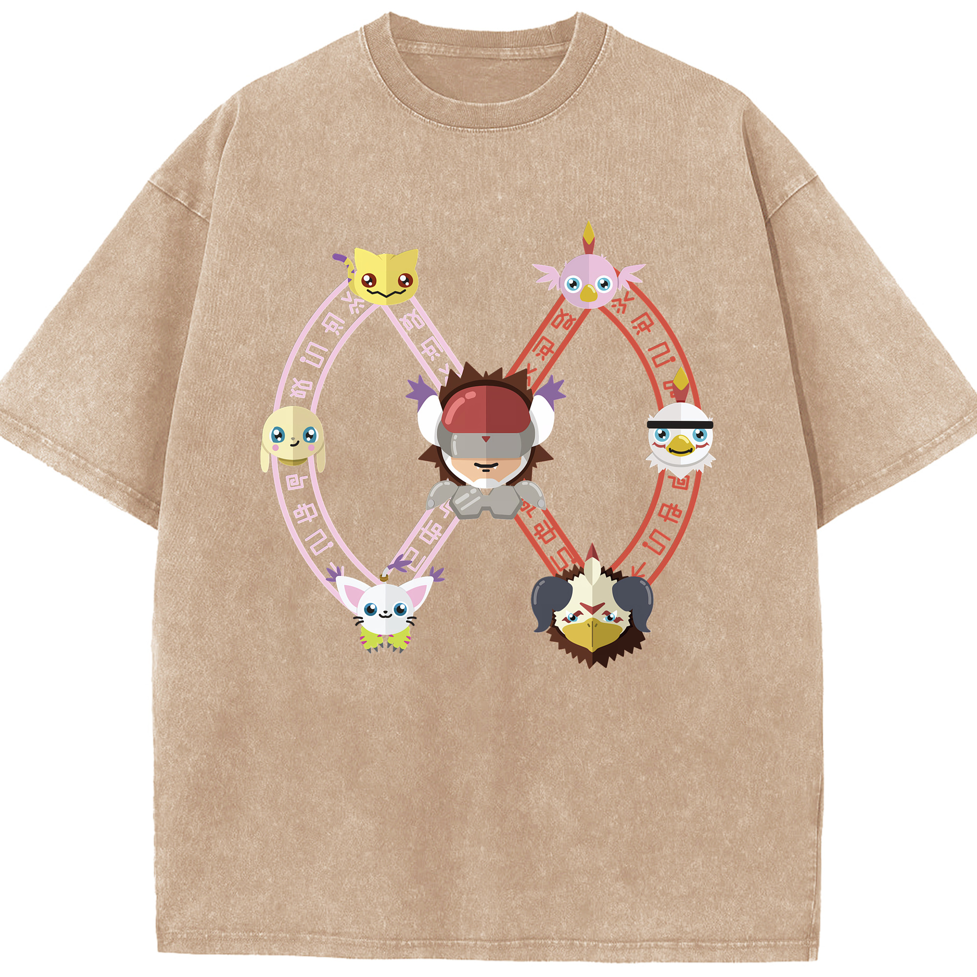 （画像用） Digimon デジタルモンスター/デジモン 綿100% ヴィンテージ風 半袖Tシャツ（フロントプリント）