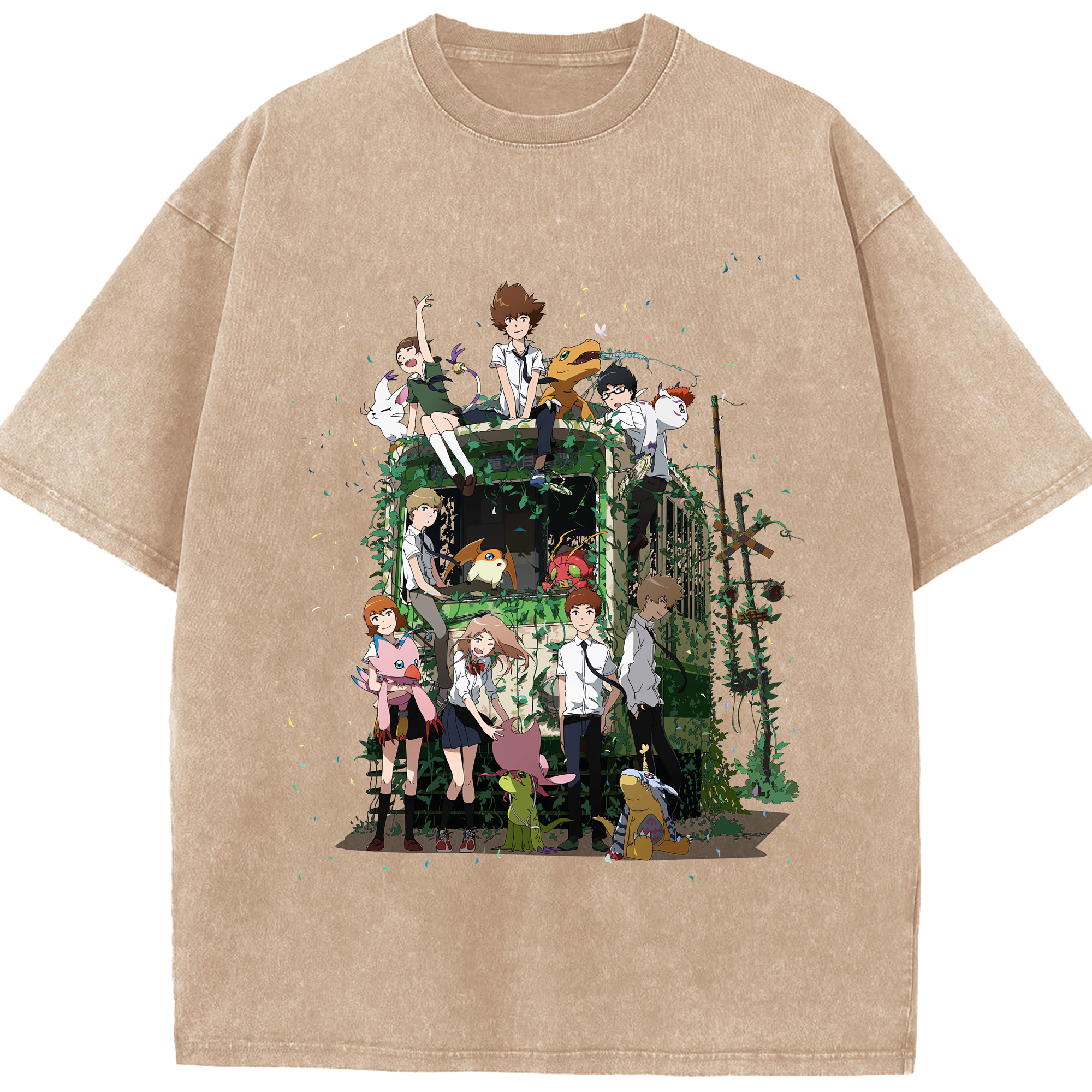（画像用） Digimon デジタルモンスター/デジモン 綿100% ヴィンテージ風 半袖Tシャツ（フロントプリント）