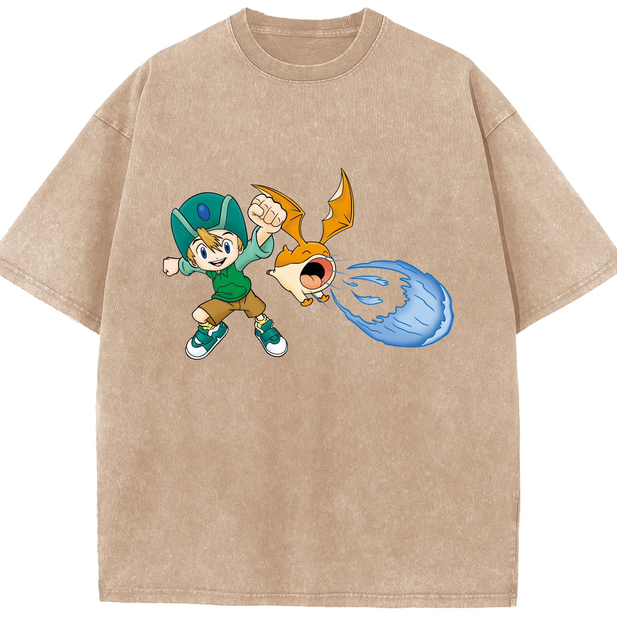 （画像用） Digimon デジタルモンスター/デジモン 綿100% ヴィンテージ風 半袖Tシャツ（フロントプリント）