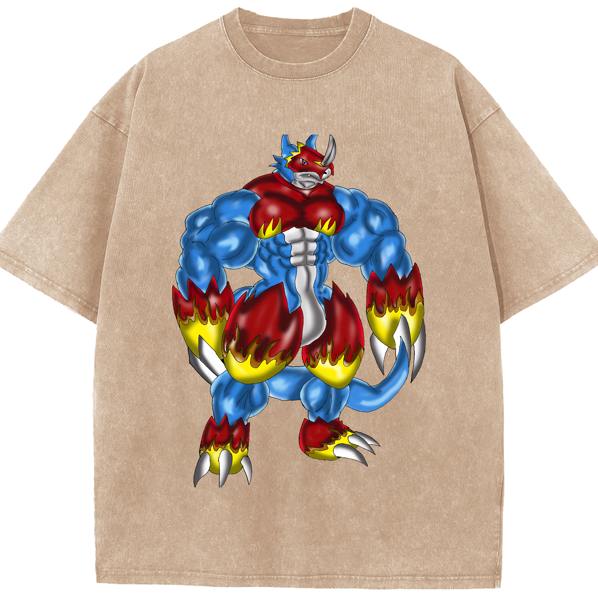 （画像用） Digimon デジタルモンスター/デジモン 綿100% ヴィンテージ風 半袖Tシャツ（フロントプリント）