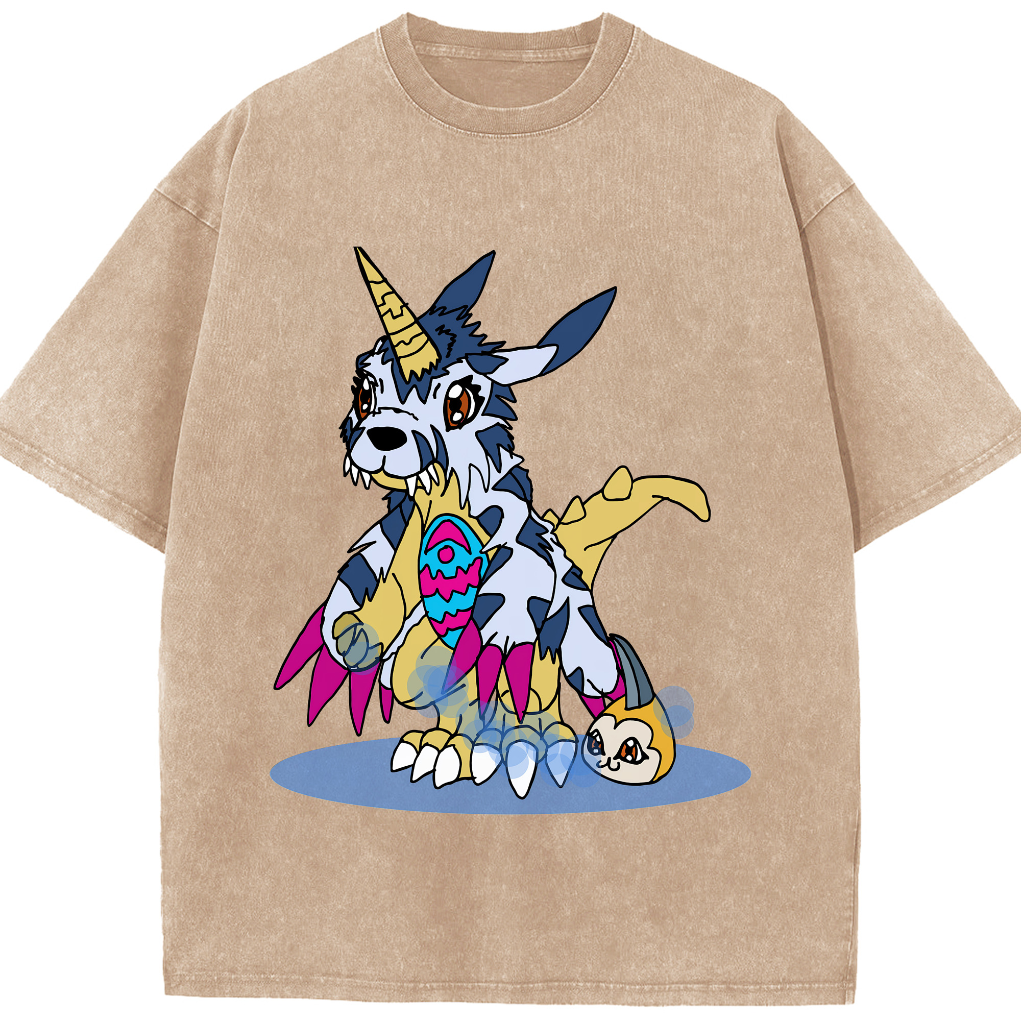 （画像用） Digimon デジタルモンスター/デジモン 綿100% ヴィンテージ風 半袖Tシャツ（フロントプリント）