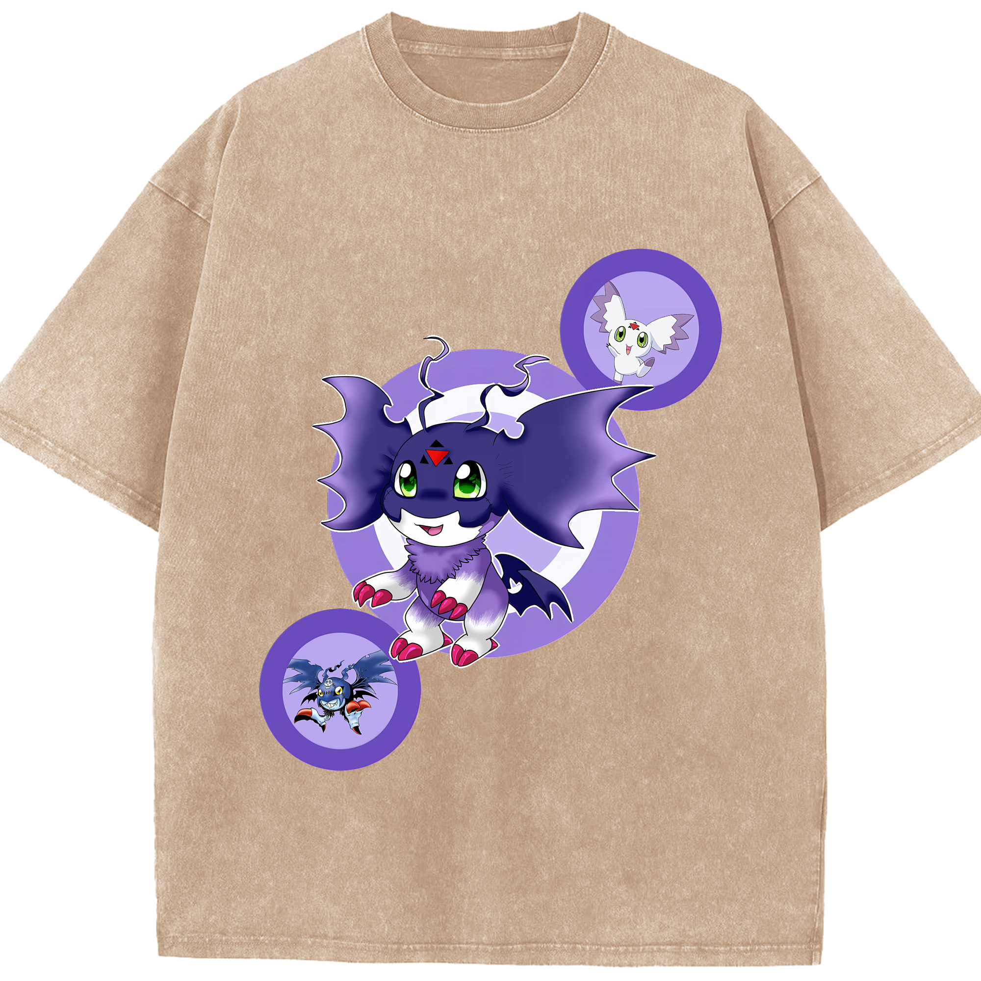 （画像用） Digimon デジタルモンスター/デジモン 綿100% ヴィンテージ風 半袖Tシャツ（フロントプリント）