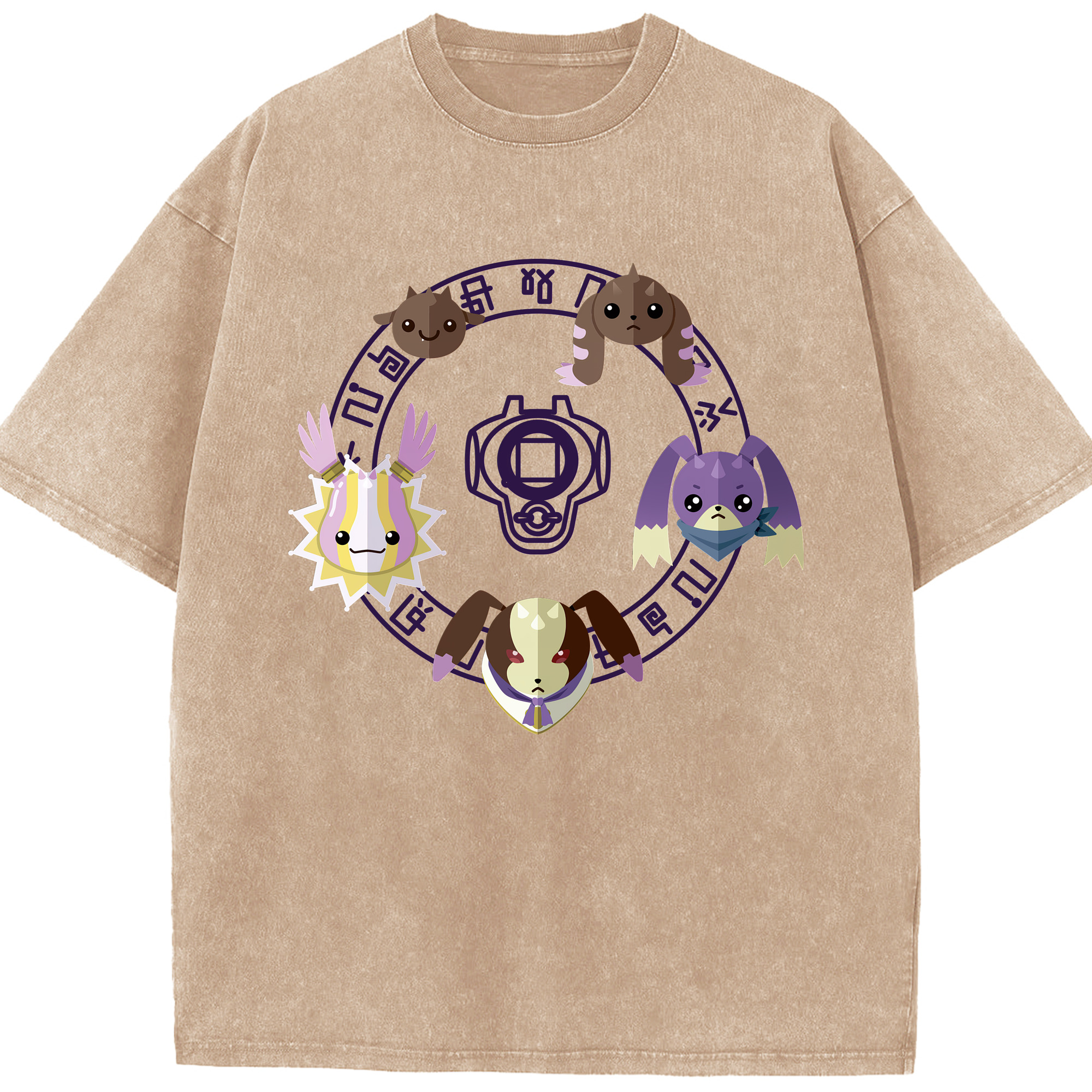 （画像用） Digimon デジタルモンスター/デジモン 綿100% ヴィンテージ風 半袖Tシャツ（フロントプリント）