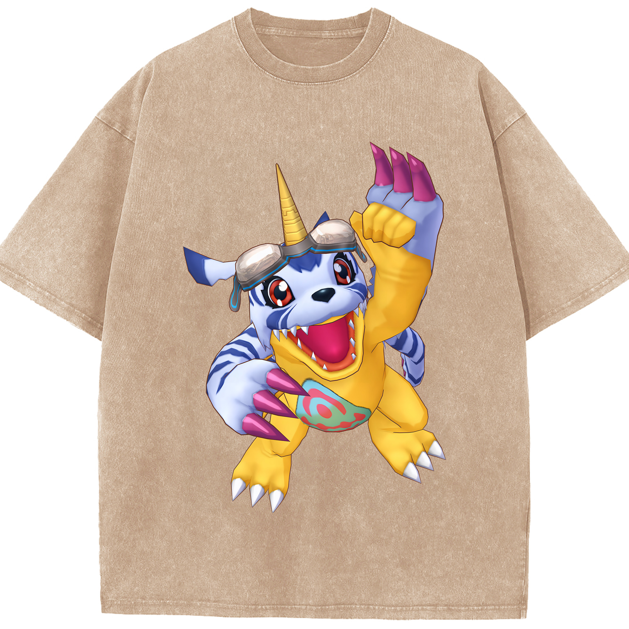 （画像用） Digimon デジタルモンスター/デジモン 綿100% ヴィンテージ風 半袖Tシャツ（フロントプリント）