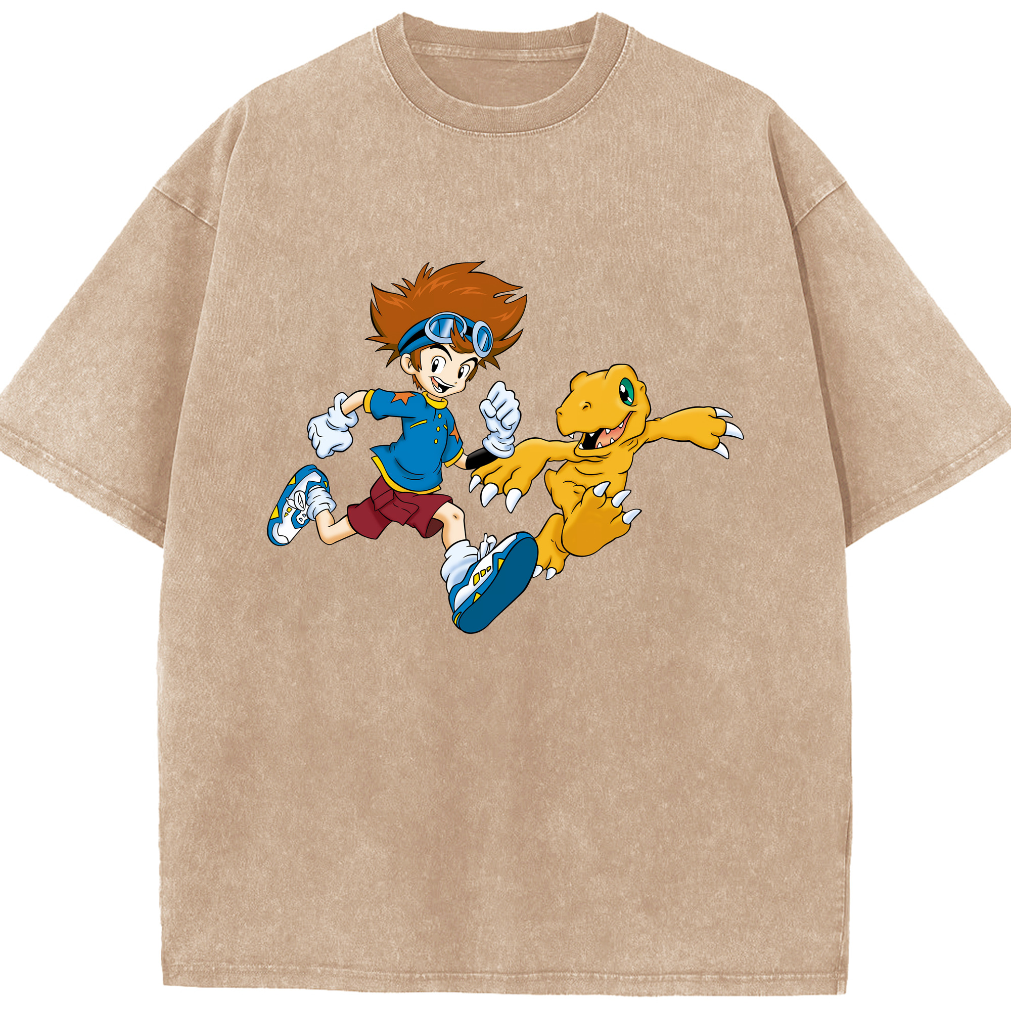（画像用） Digimon デジタルモンスター/デジモン 綿100% ヴィンテージ風 半袖Tシャツ（フロントプリント）