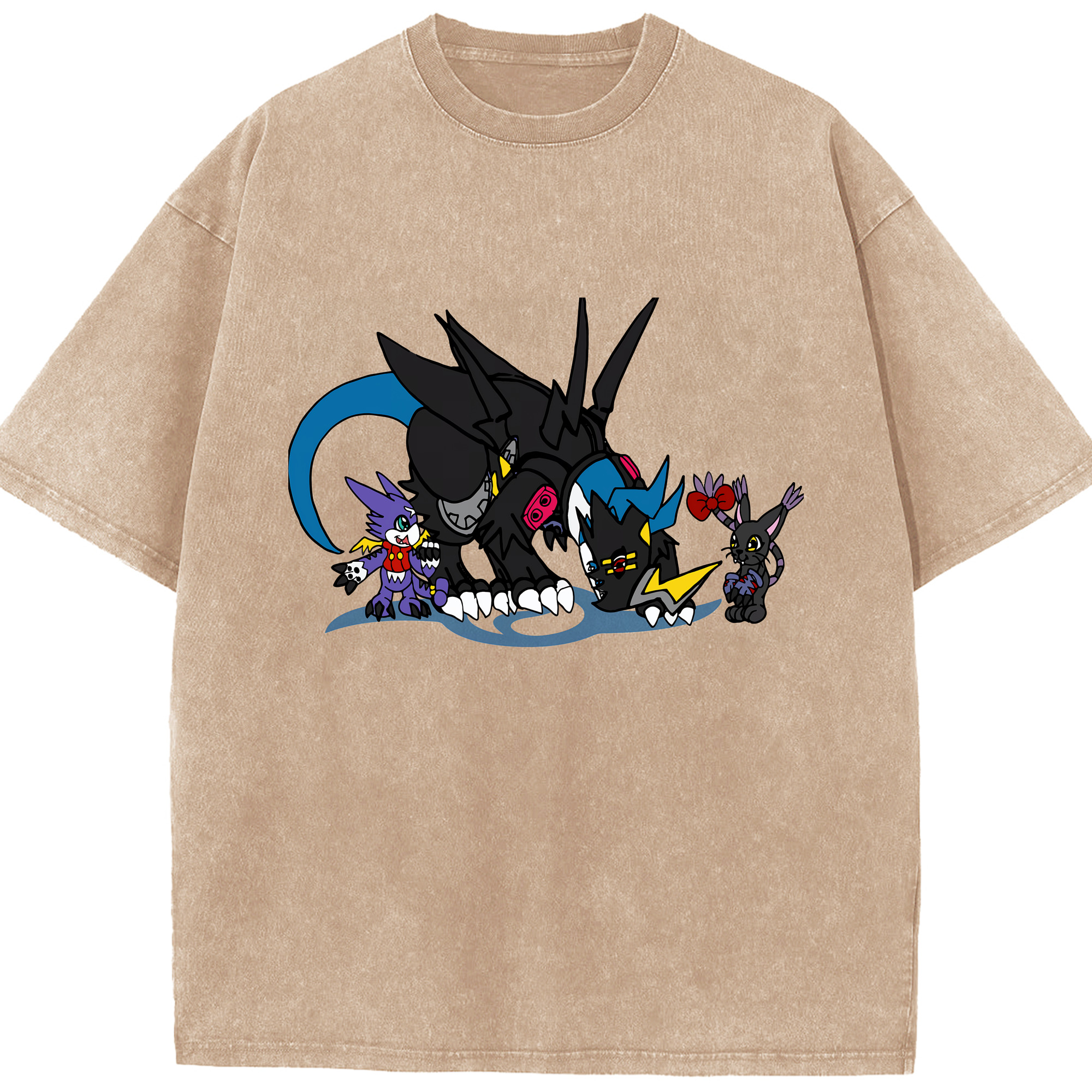 （画像用） Digimon デジタルモンスター/デジモン 綿100% ヴィンテージ風 半袖Tシャツ（フロントプリント）