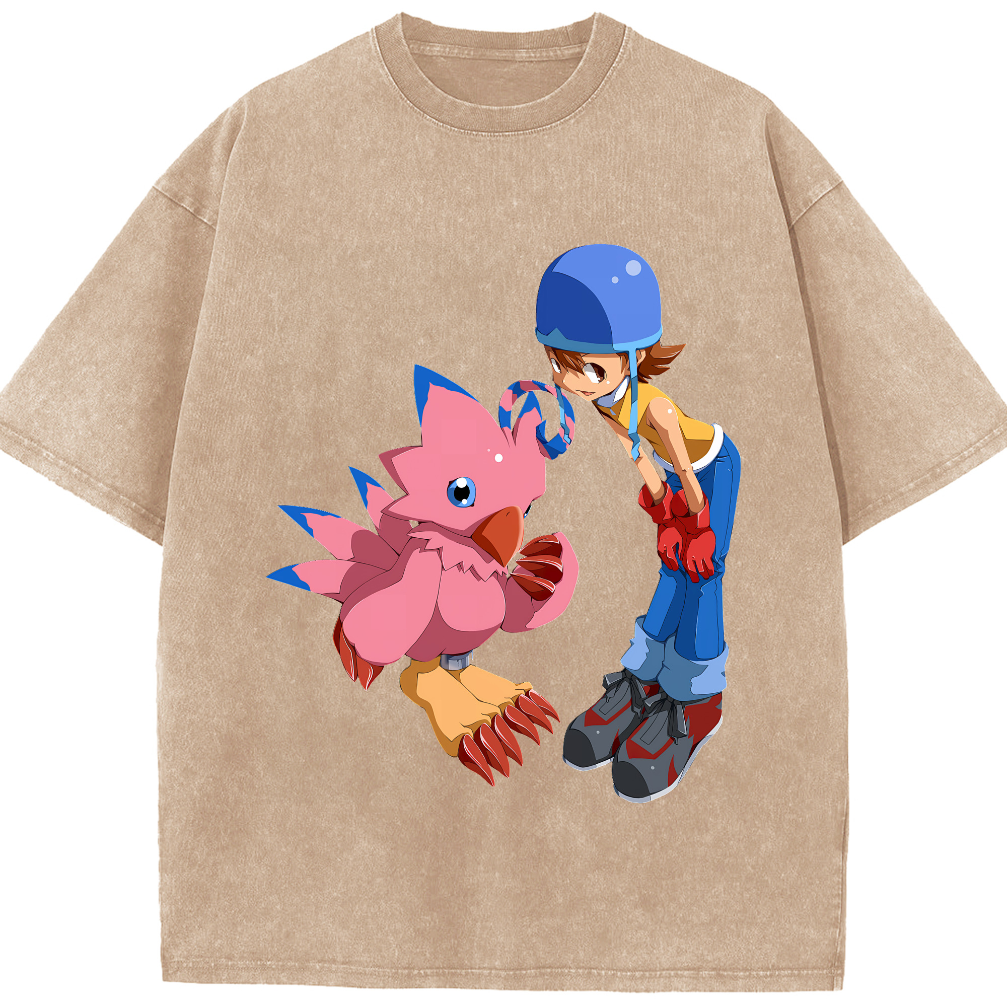 （画像用） Digimon デジタルモンスター/デジモン 綿100% ヴィンテージ風 半袖Tシャツ（フロントプリント）