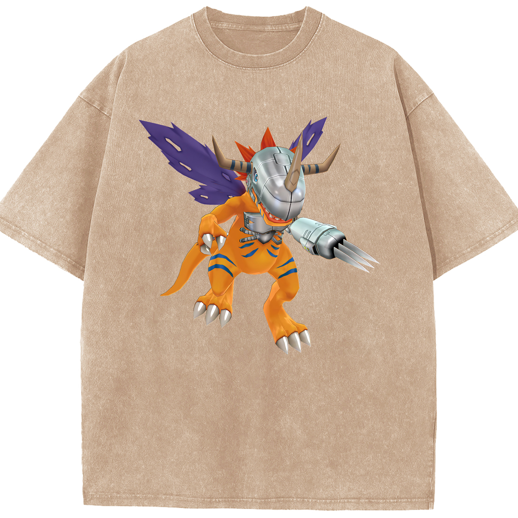 （画像用） Digimon デジタルモンスター/デジモン 綿100% ヴィンテージ風 半袖Tシャツ（フロントプリント）