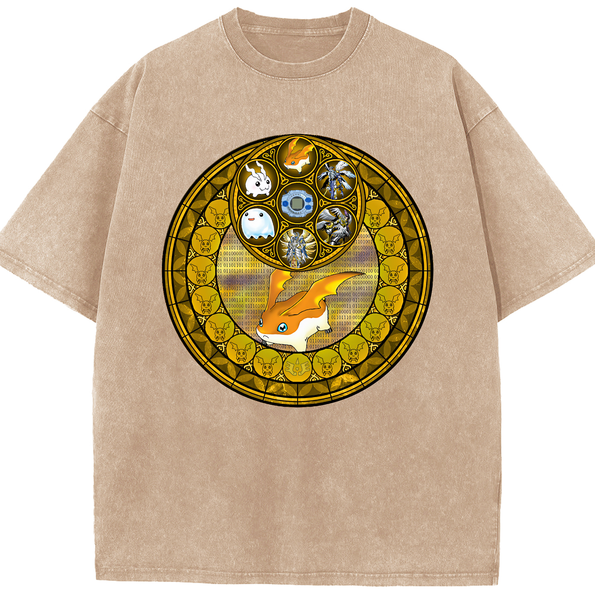 （画像用） Digimon デジタルモンスター/デジモン 綿100% ヴィンテージ風 半袖Tシャツ（フロントプリント）