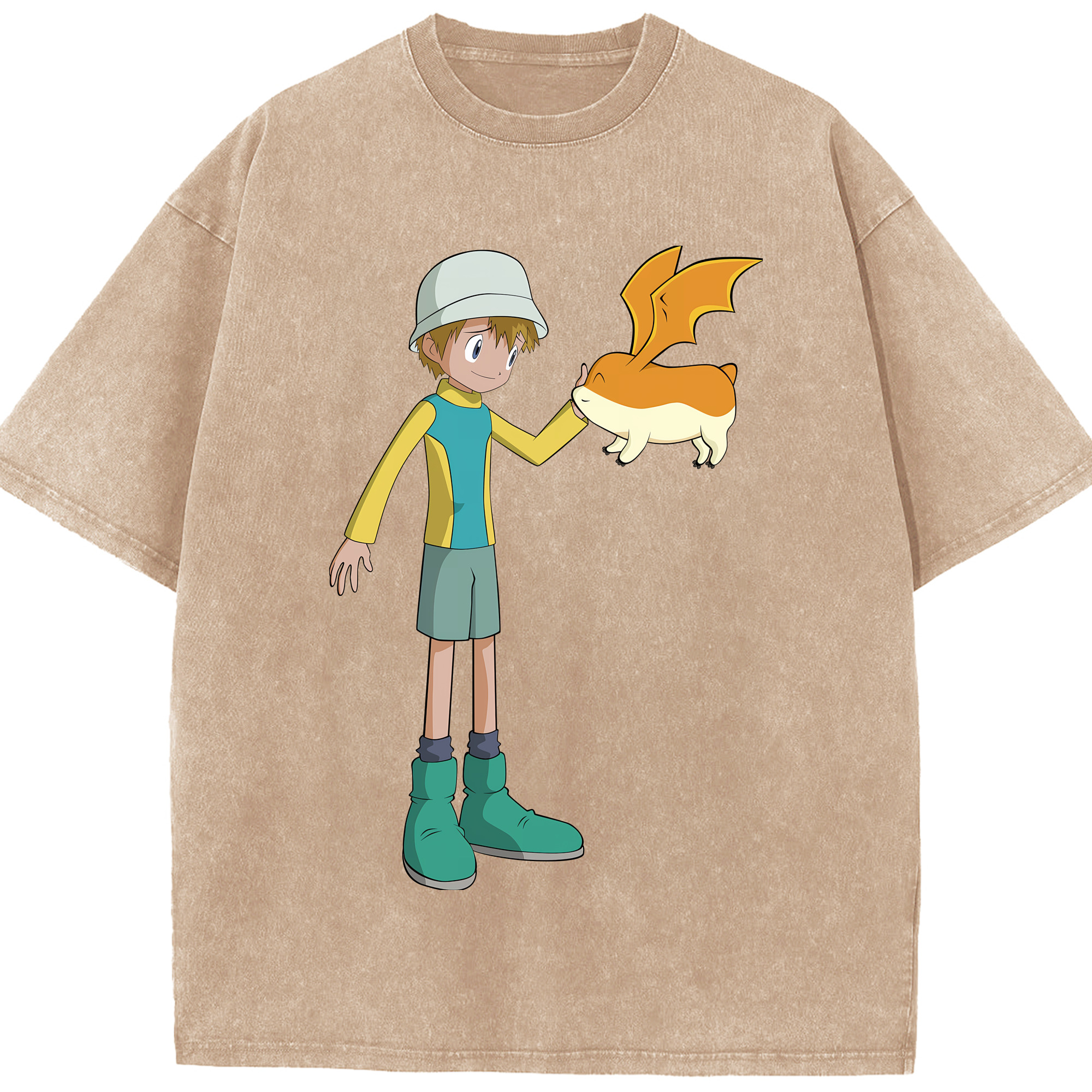 （画像用） Digimon デジタルモンスター/デジモン 綿100% ヴィンテージ風 半袖Tシャツ（フロントプリント）