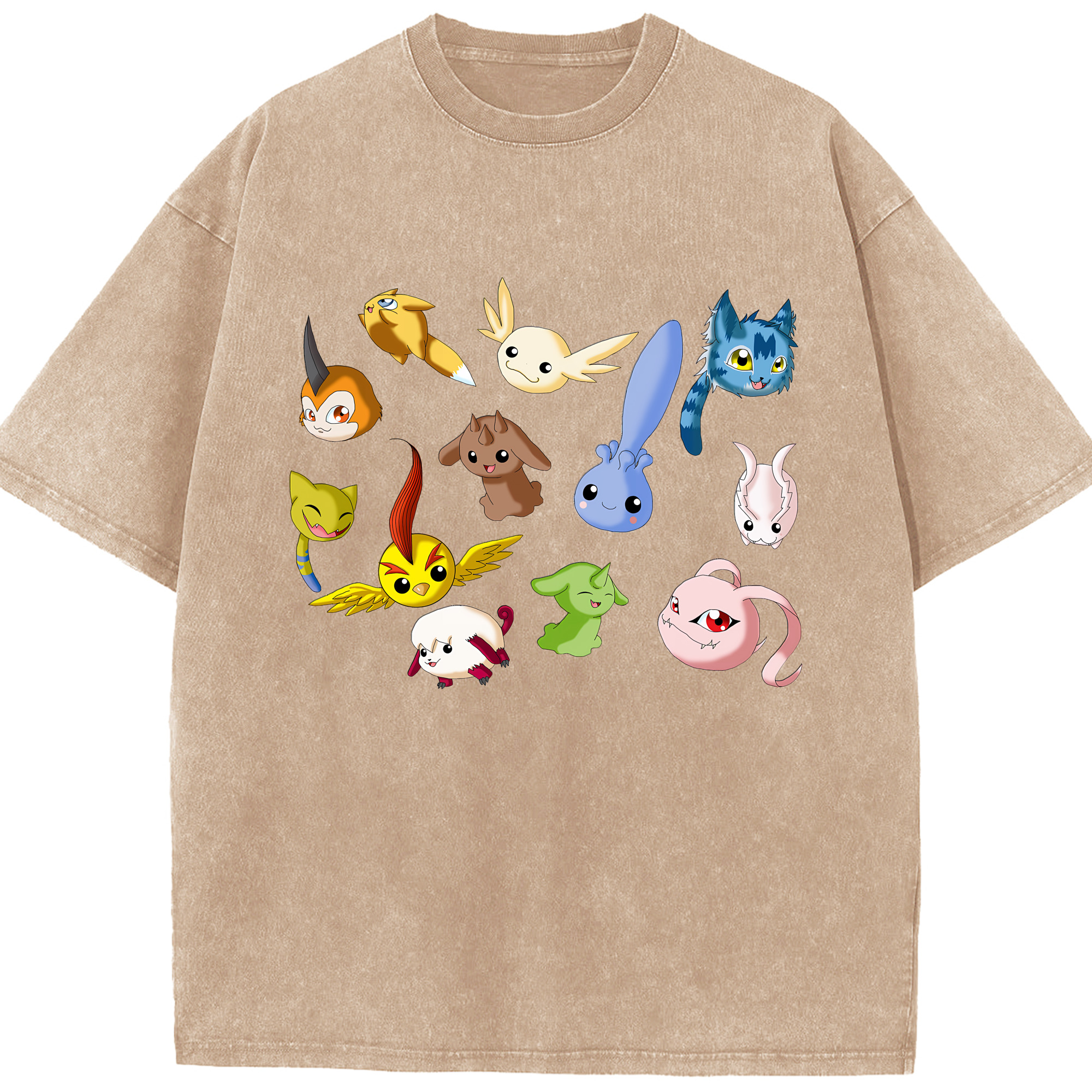 （画像用） Digimon デジタルモンスター/デジモン 綿100% ヴィンテージ風 半袖Tシャツ（フロントプリント）
