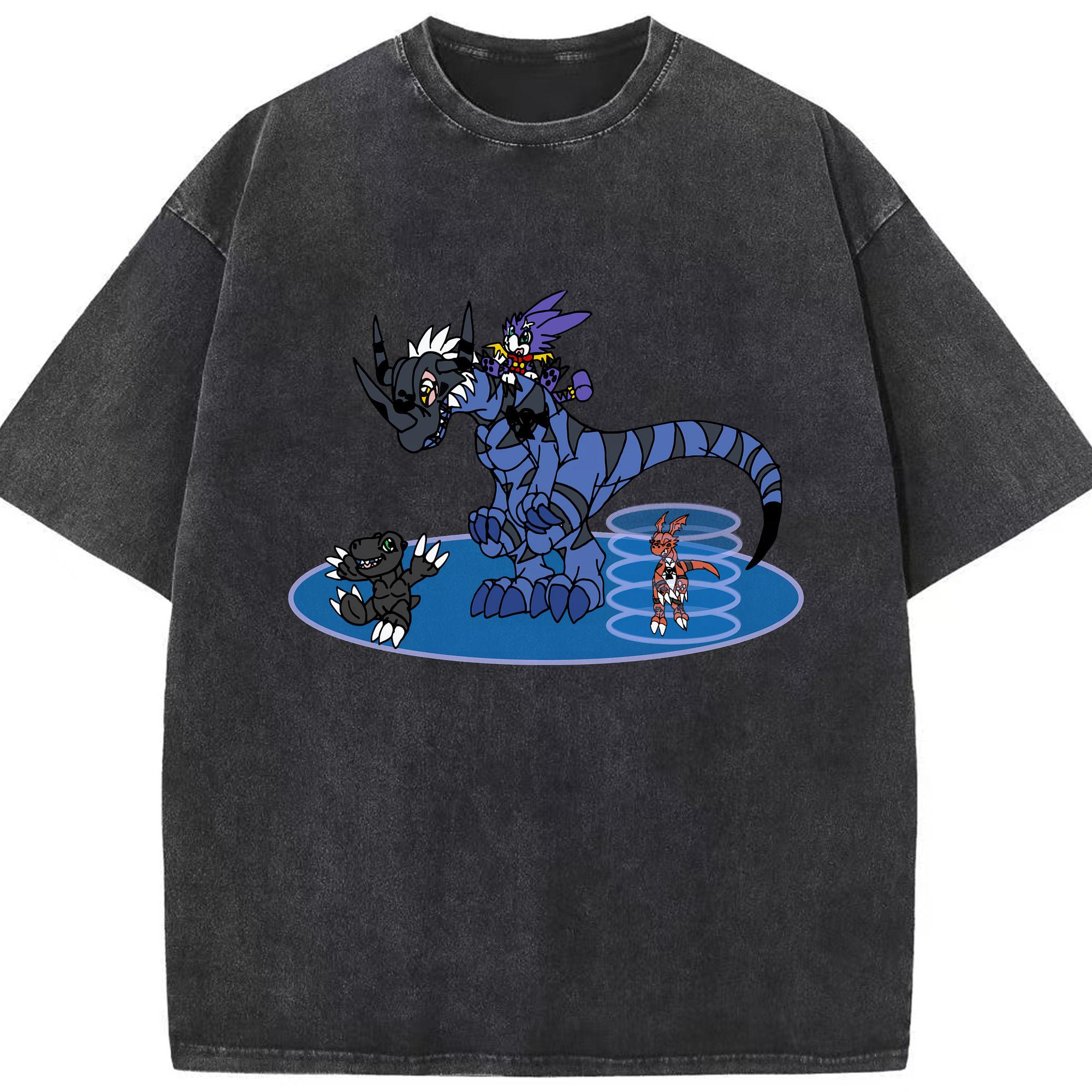 （画像用） Digimon デジタルモンスター/デジモン 綿100% ヴィンテージ風 半袖Tシャツ（フロントプリント）