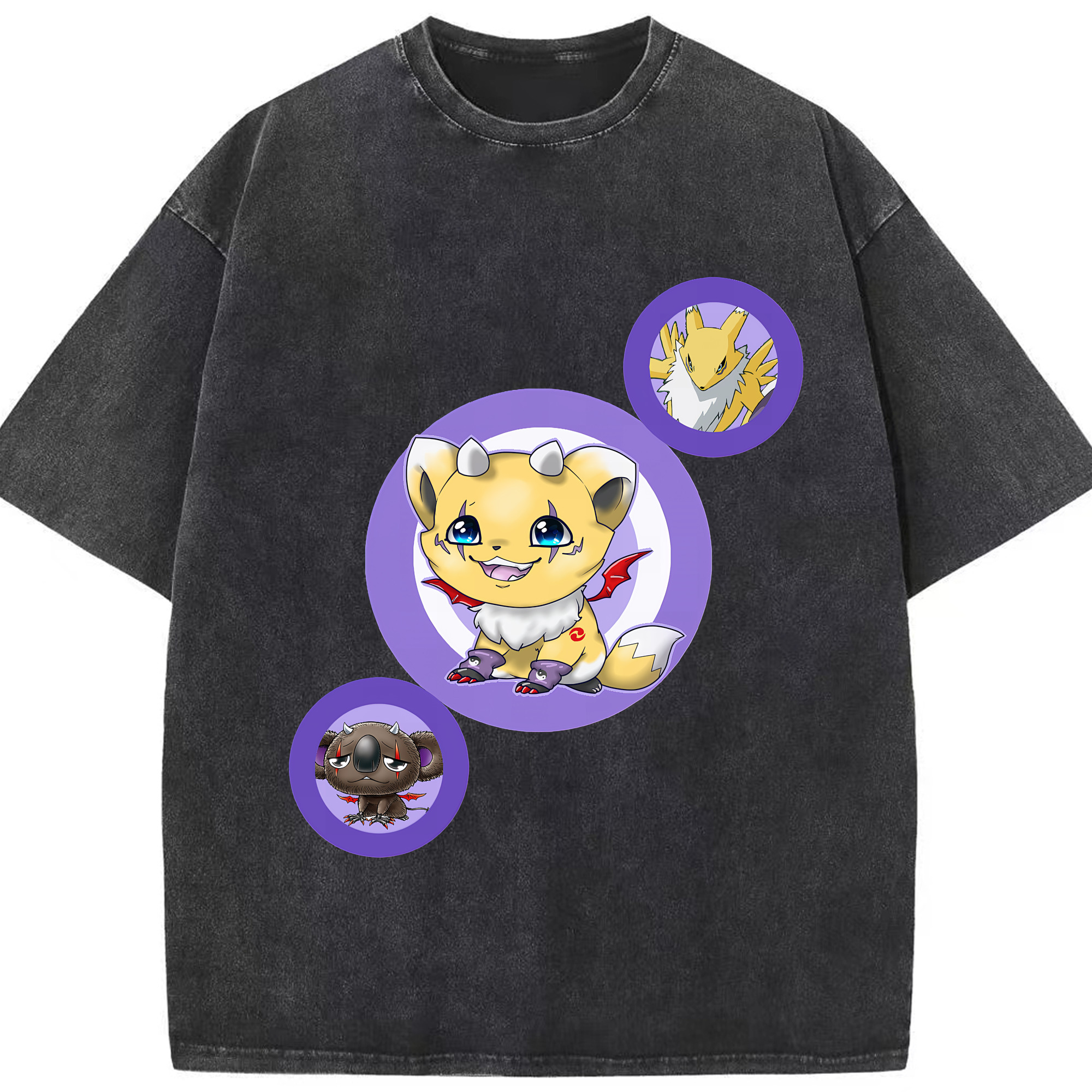 （画像用） Digimon デジタルモンスター/デジモン 綿100% ヴィンテージ風 半袖Tシャツ（フロントプリント）