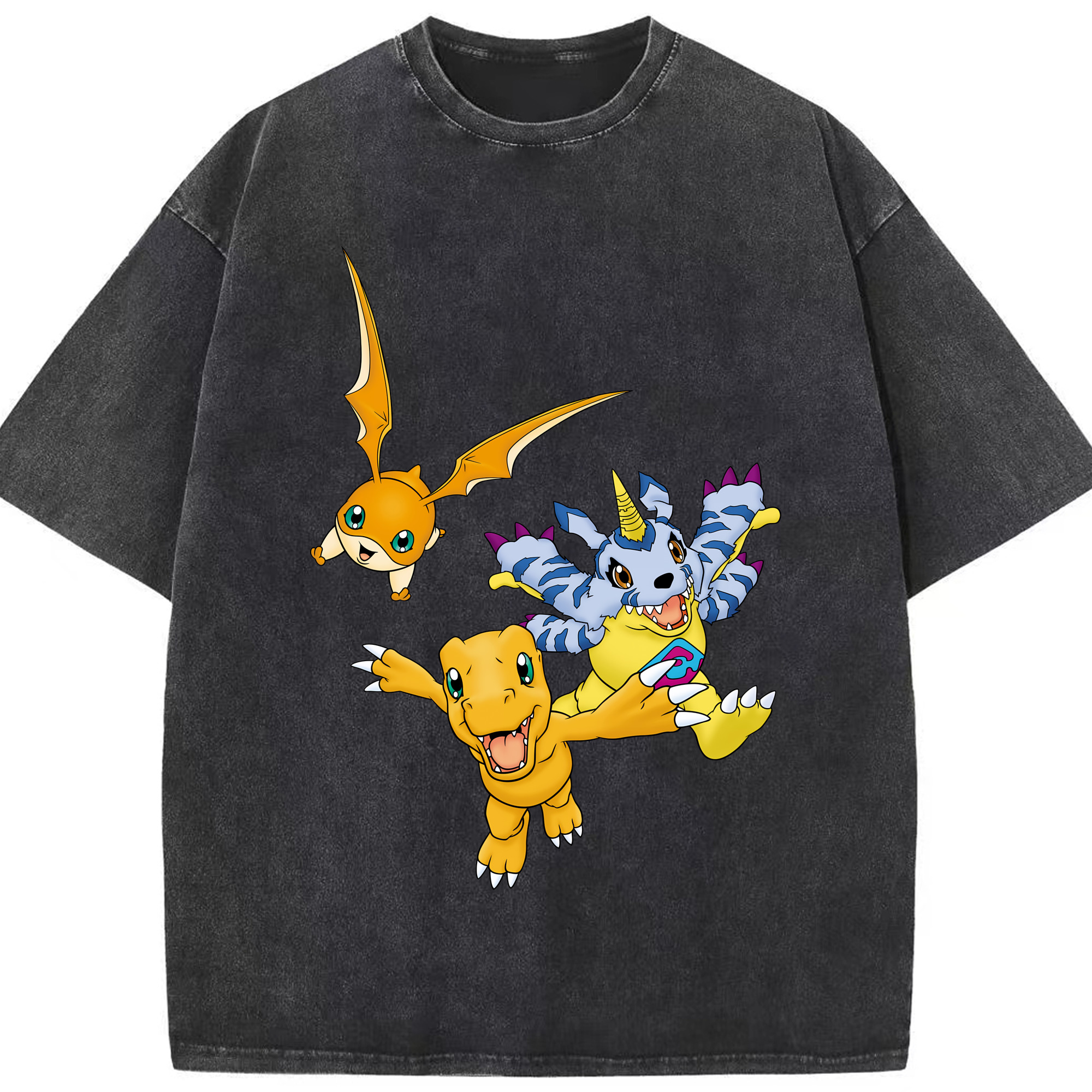 （画像用） Digimon デジタルモンスター/デジモン 綿100% ヴィンテージ風 半袖Tシャツ（フロントプリント）