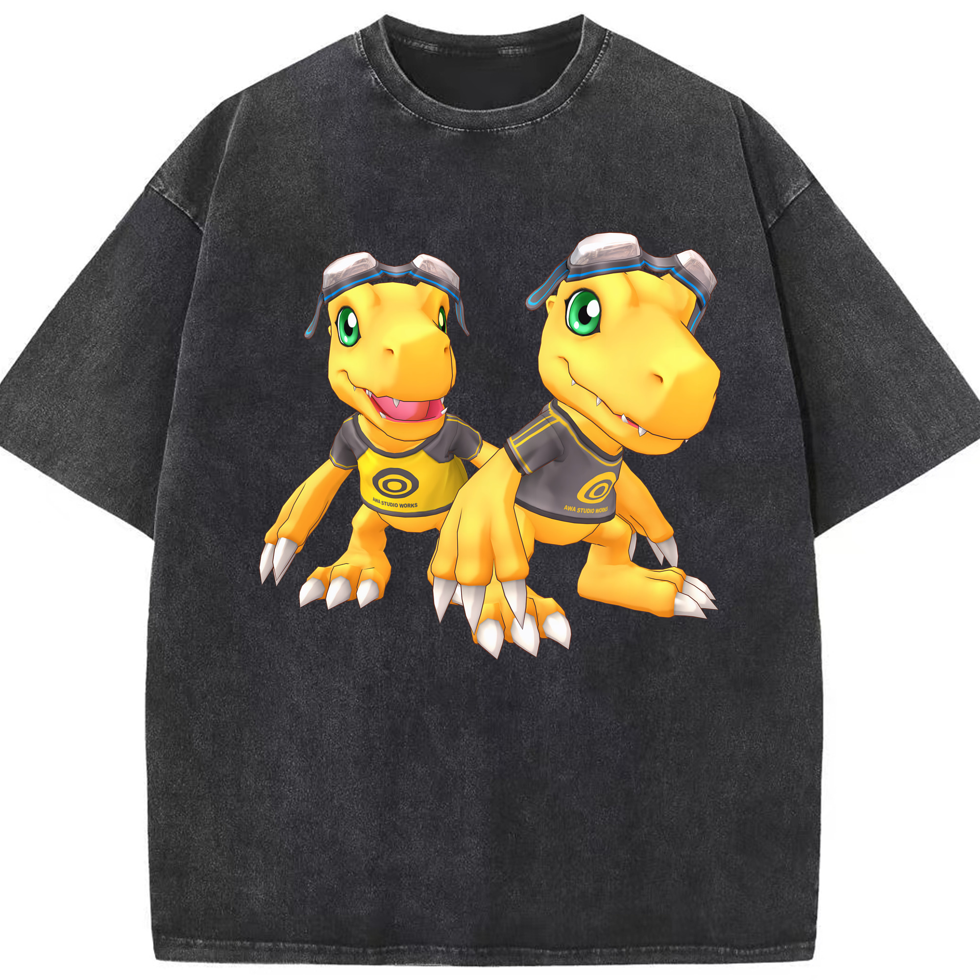 （画像用） Digimon デジタルモンスター/デジモン 綿100% ヴィンテージ風 半袖Tシャツ（フロントプリント）