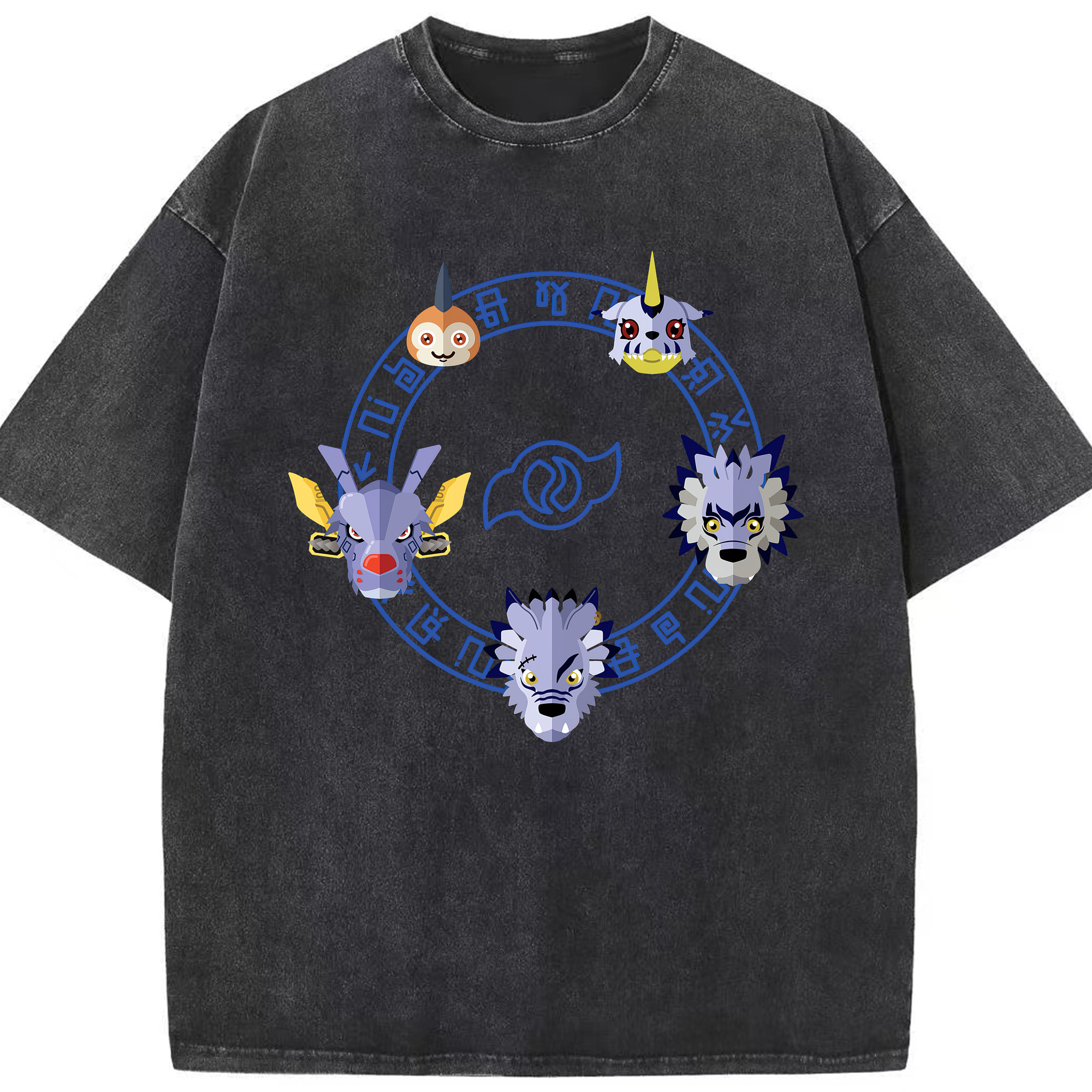 （画像用） Digimon デジタルモンスター/デジモン 綿100% ヴィンテージ風 半袖Tシャツ（フロントプリント）