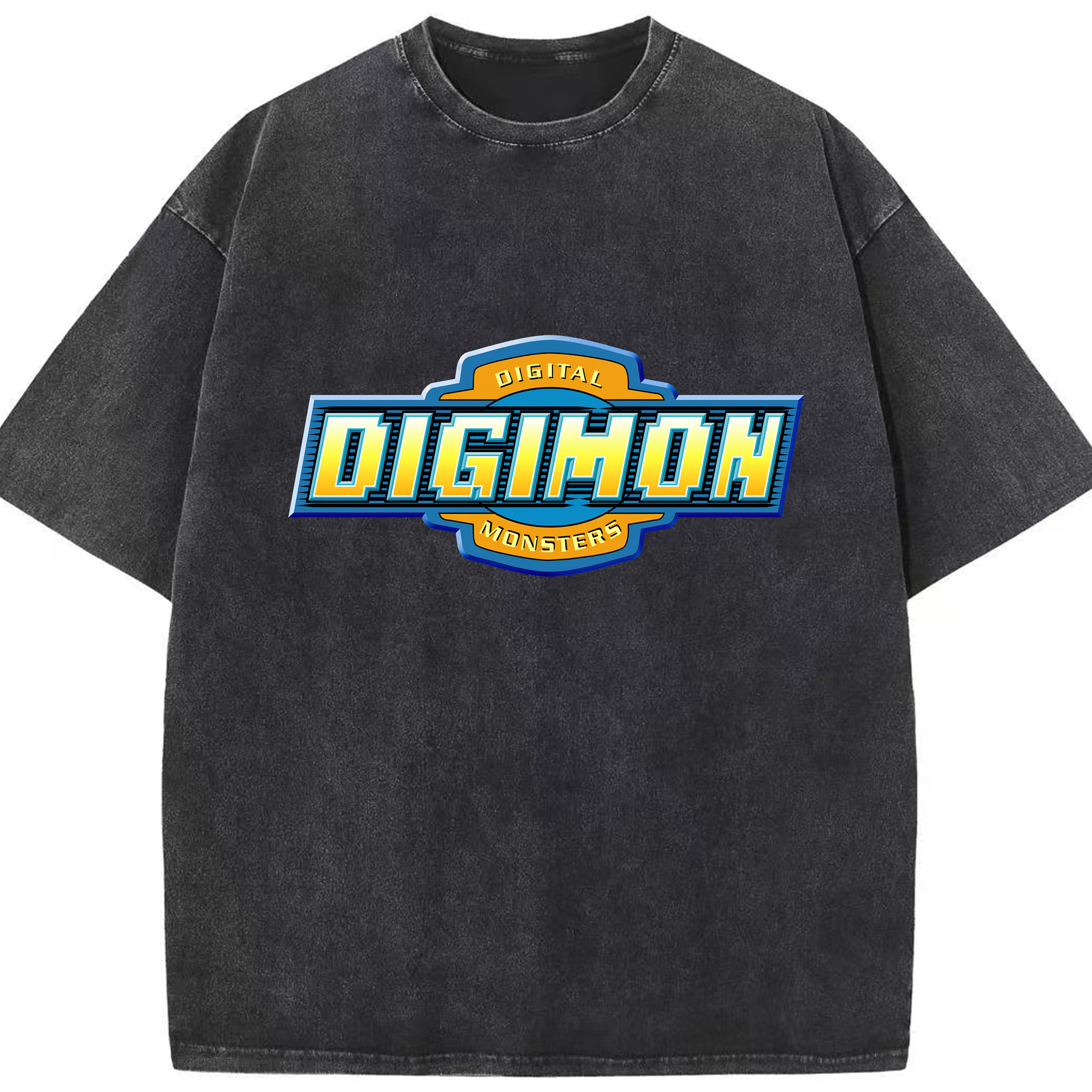 （画像用） Digimon デジタルモンスター/デジモン 綿100% ヴィンテージ風 半袖Tシャツ（フロントプリント）