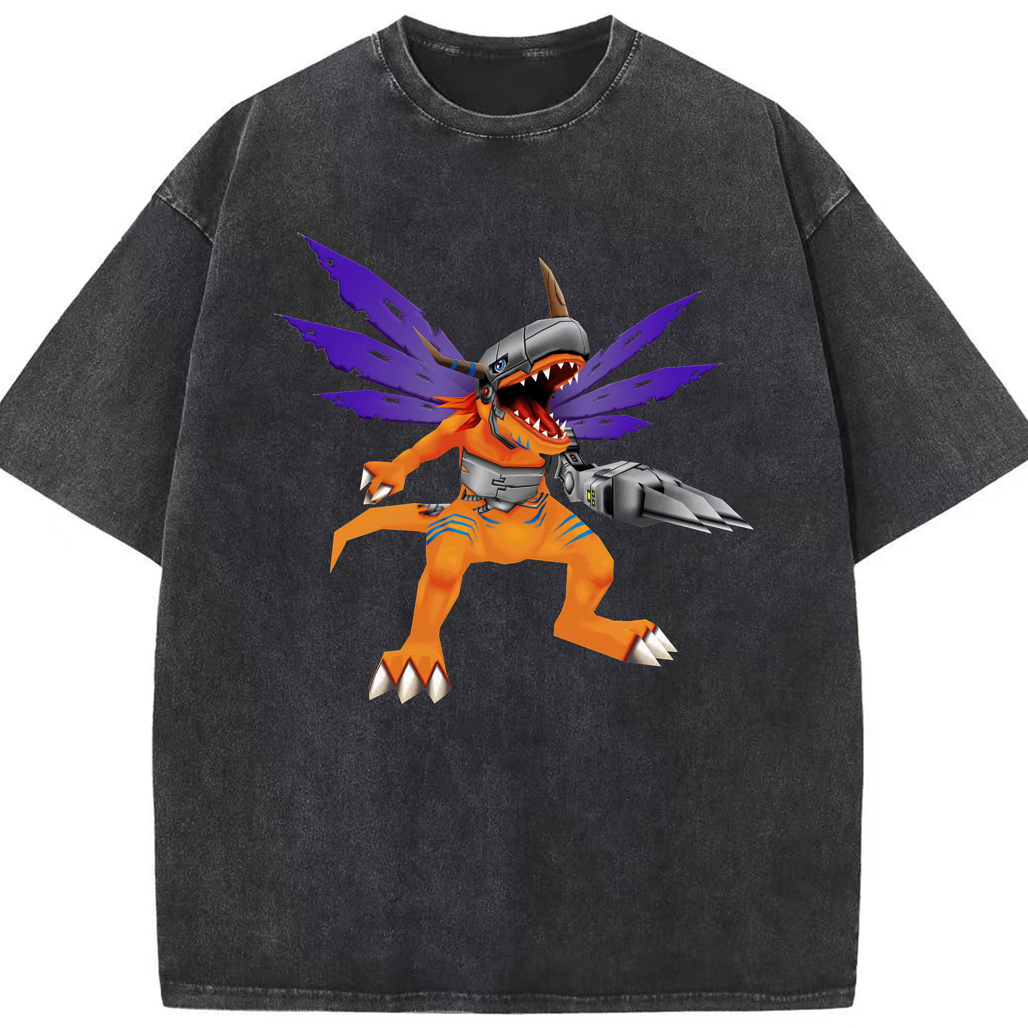 （画像用） Digimon デジタルモンスター/デジモン 綿100% ヴィンテージ風 半袖Tシャツ（フロントプリント）