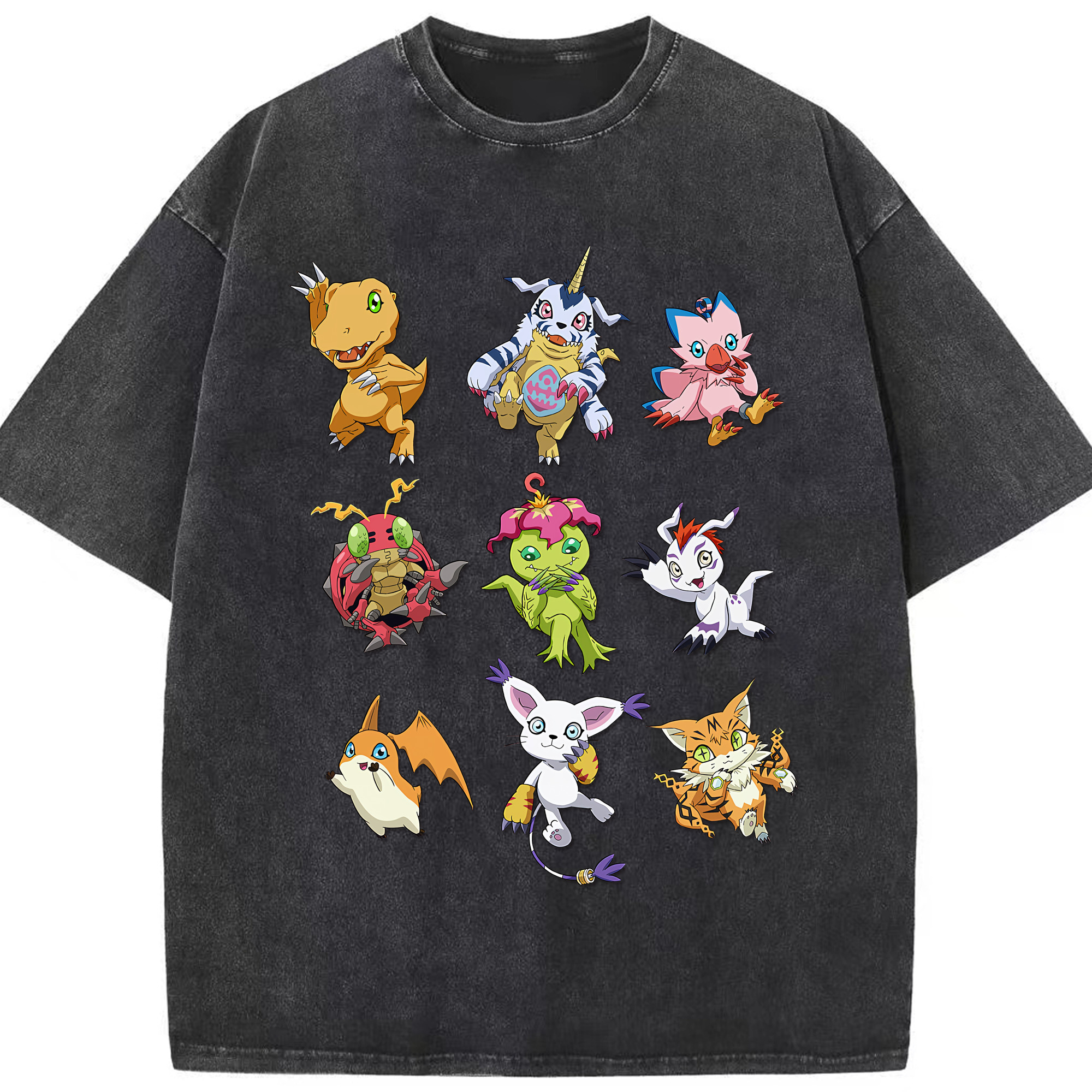 （画像用） Digimon デジタルモンスター/デジモン 綿100% ヴィンテージ風 半袖Tシャツ（フロントプリント）
