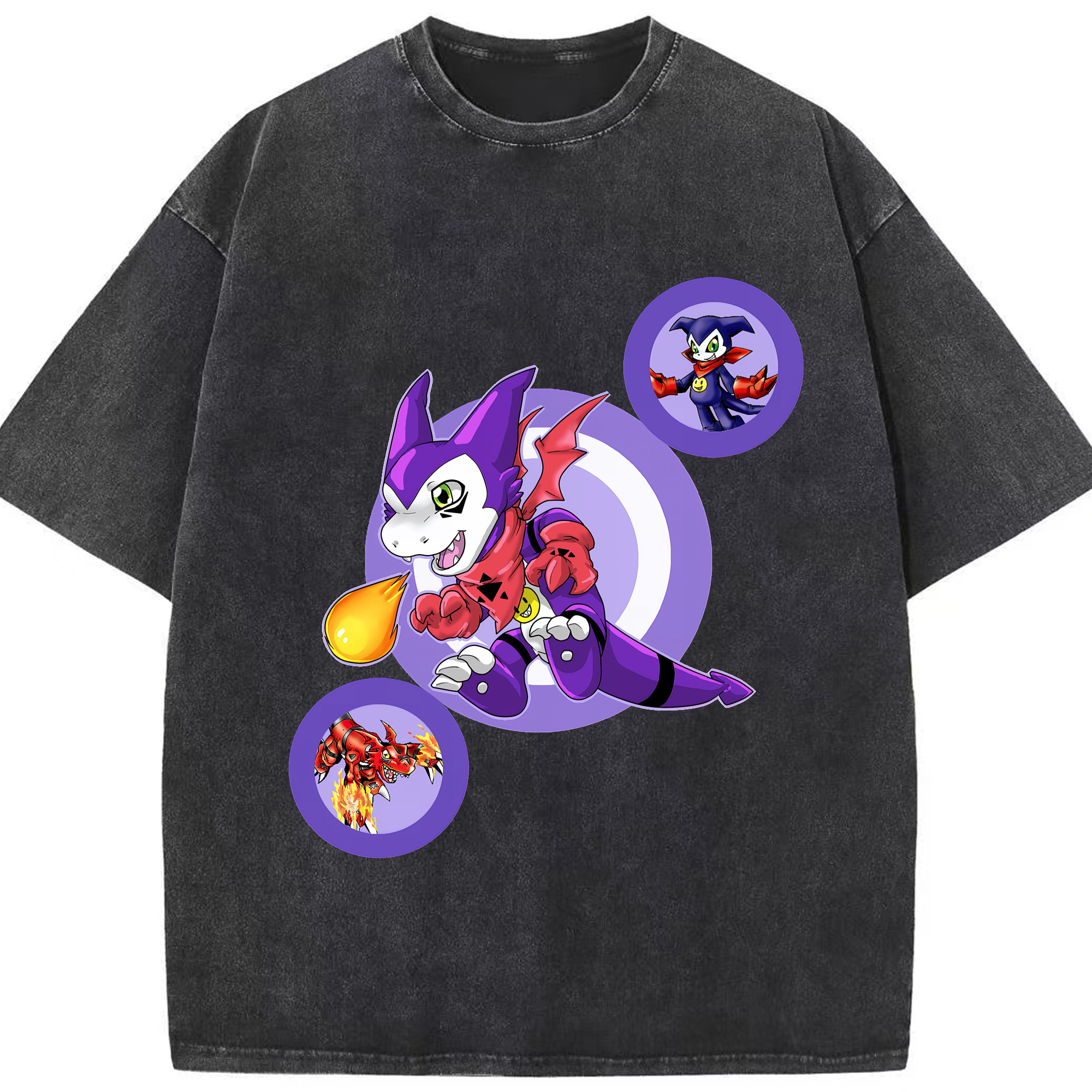 （画像用） Digimon デジタルモンスター/デジモン 綿100% ヴィンテージ風 半袖Tシャツ（フロントプリント）