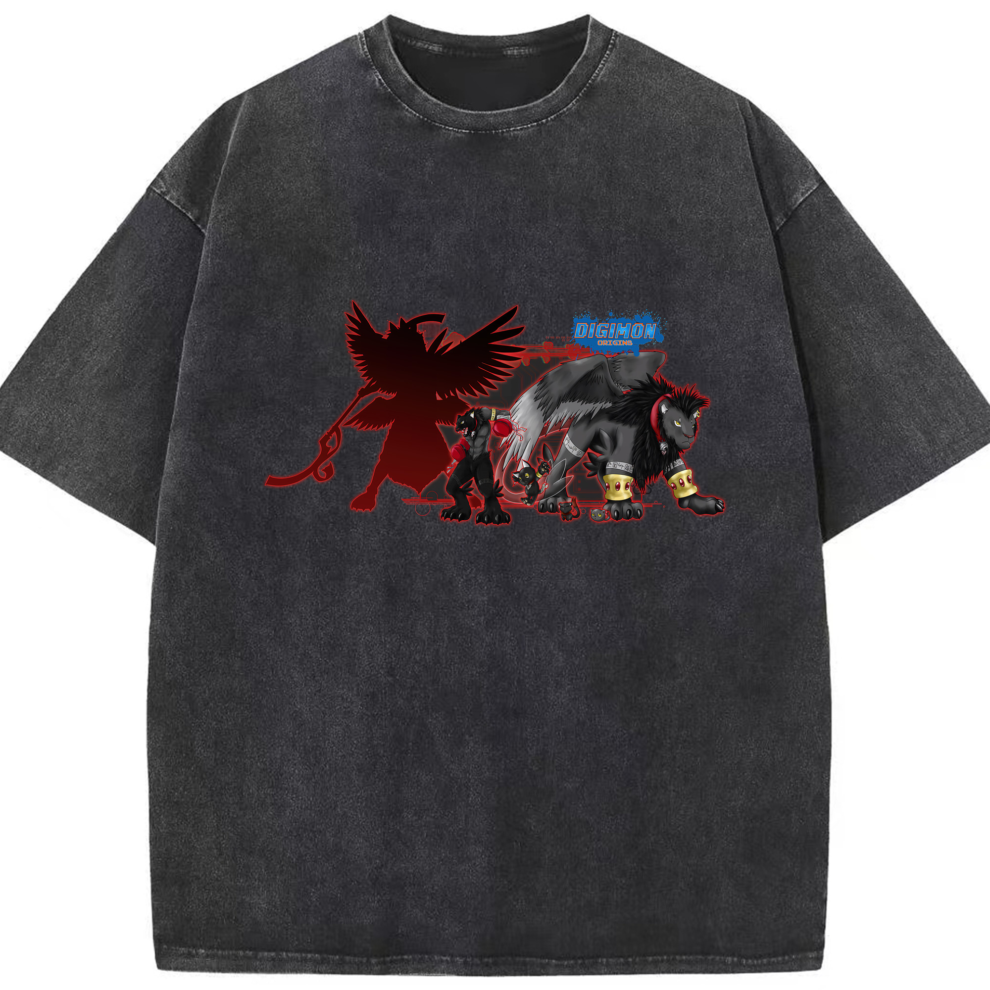 （画像用） Digimon デジタルモンスター/デジモン 綿100% ヴィンテージ風 半袖Tシャツ（フロントプリント）