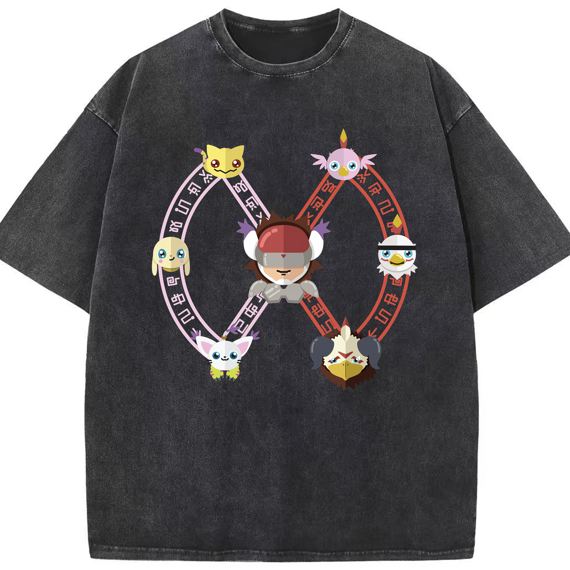 （画像用） Digimon デジタルモンスター/デジモン 綿100% ヴィンテージ風 半袖Tシャツ（フロントプリント）