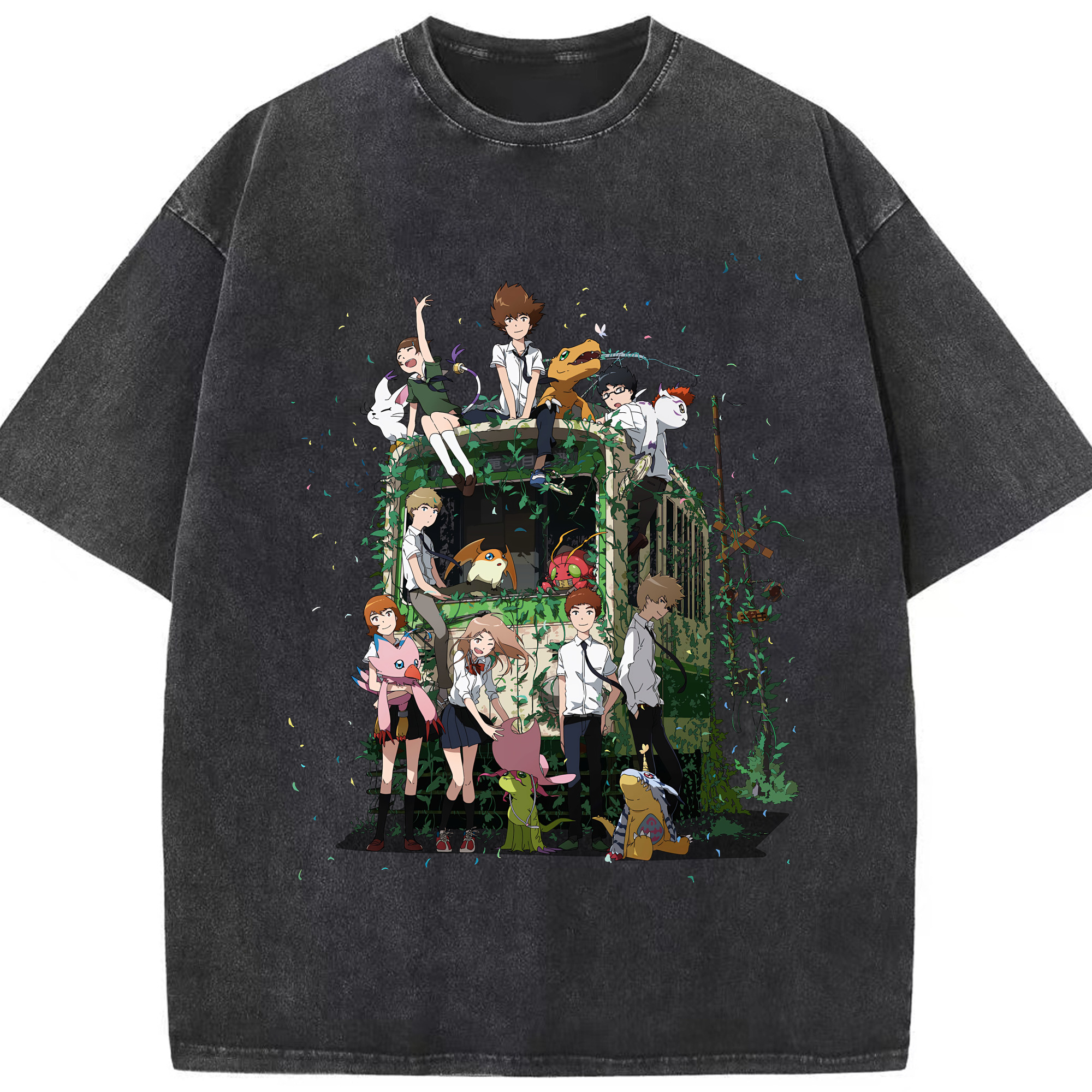 （画像用） Digimon デジタルモンスター/デジモン 綿100% ヴィンテージ風 半袖Tシャツ（フロントプリント）