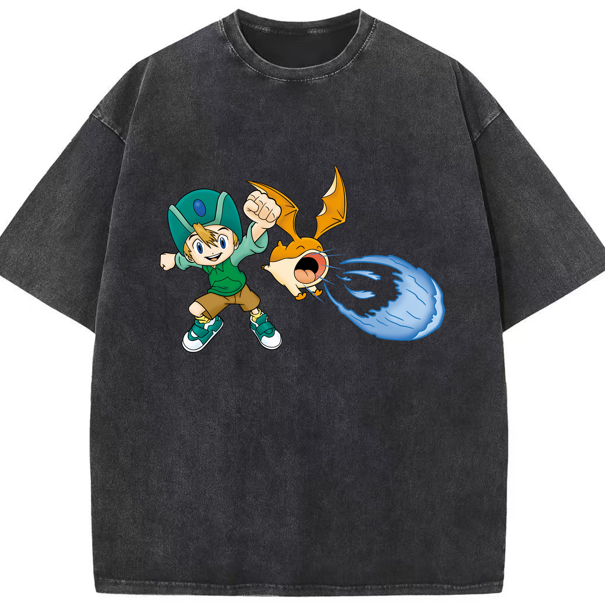 （画像用） Digimon デジタルモンスター/デジモン 綿100% ヴィンテージ風 半袖Tシャツ（フロントプリント）