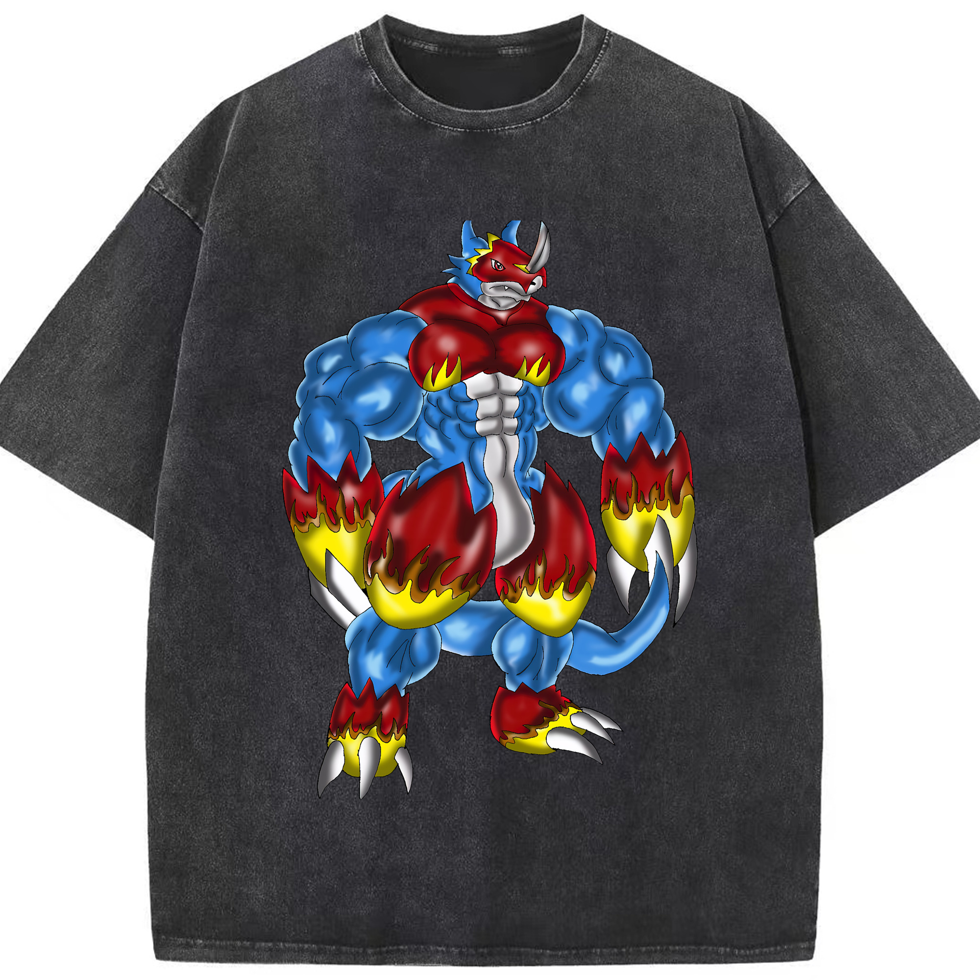 （画像用） Digimon デジタルモンスター/デジモン 綿100% ヴィンテージ風 半袖Tシャツ（フロントプリント）