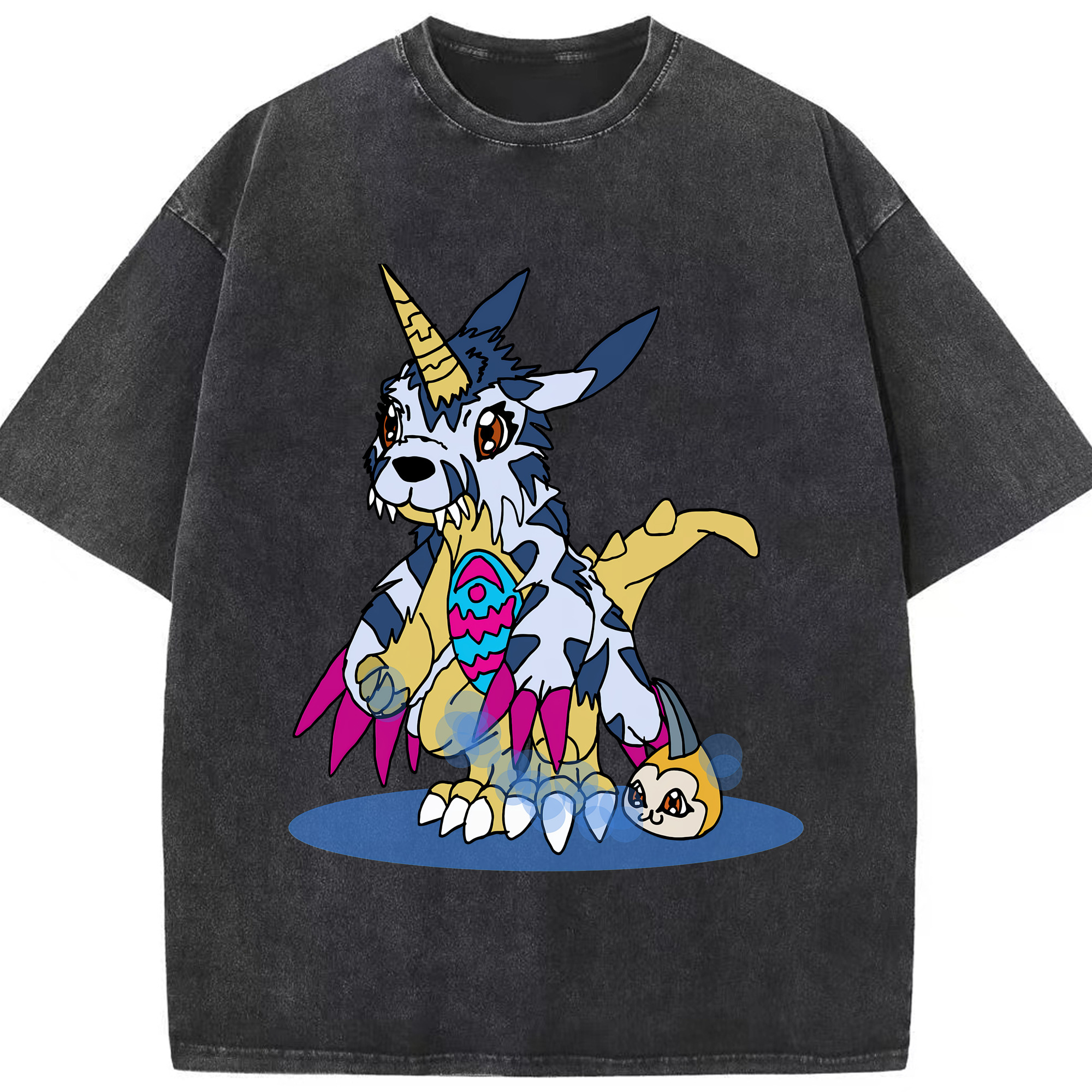 （画像用） Digimon デジタルモンスター/デジモン 綿100% ヴィンテージ風 半袖Tシャツ（フロントプリント）