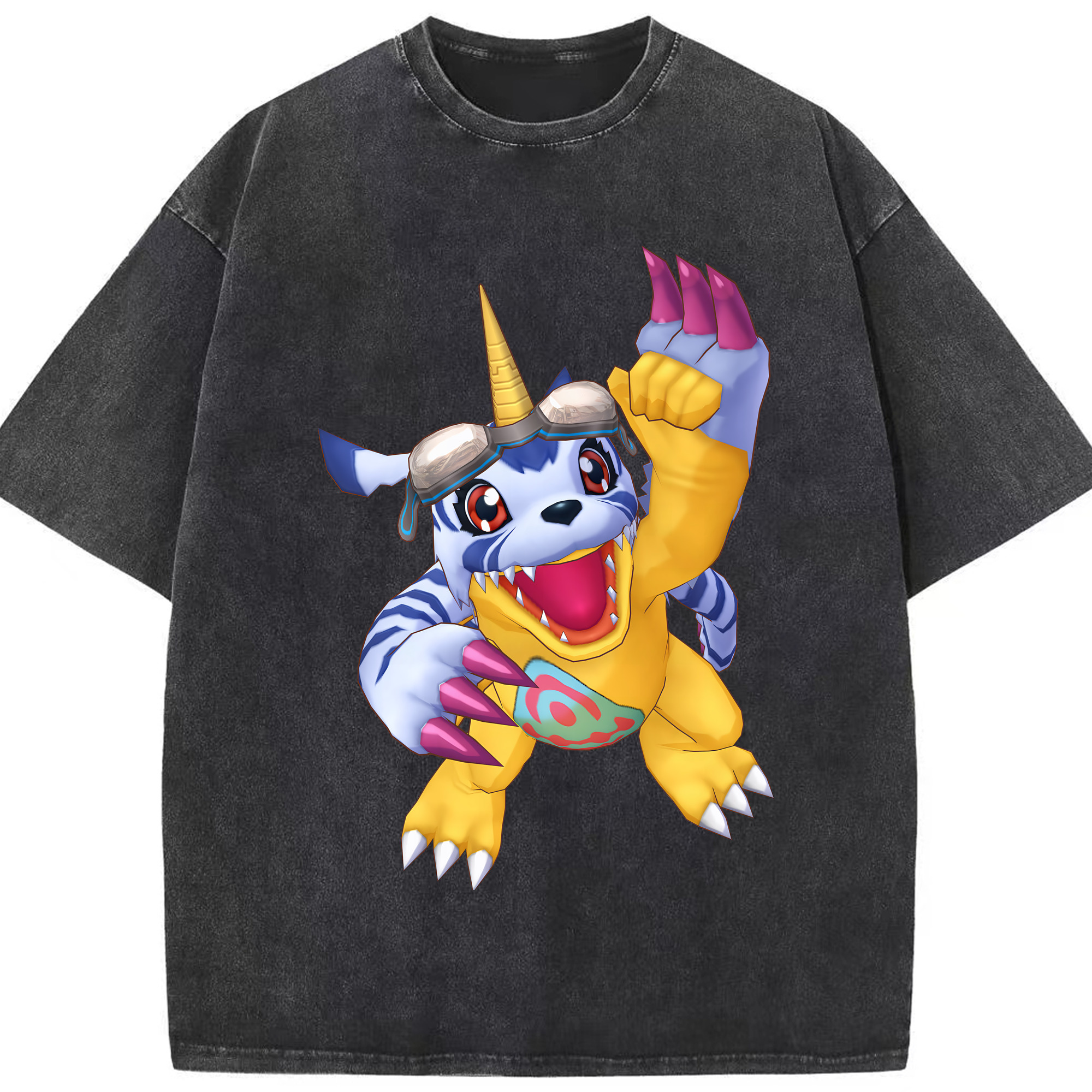 （画像用） Digimon デジタルモンスター/デジモン 綿100% ヴィンテージ風 半袖Tシャツ（フロントプリント）