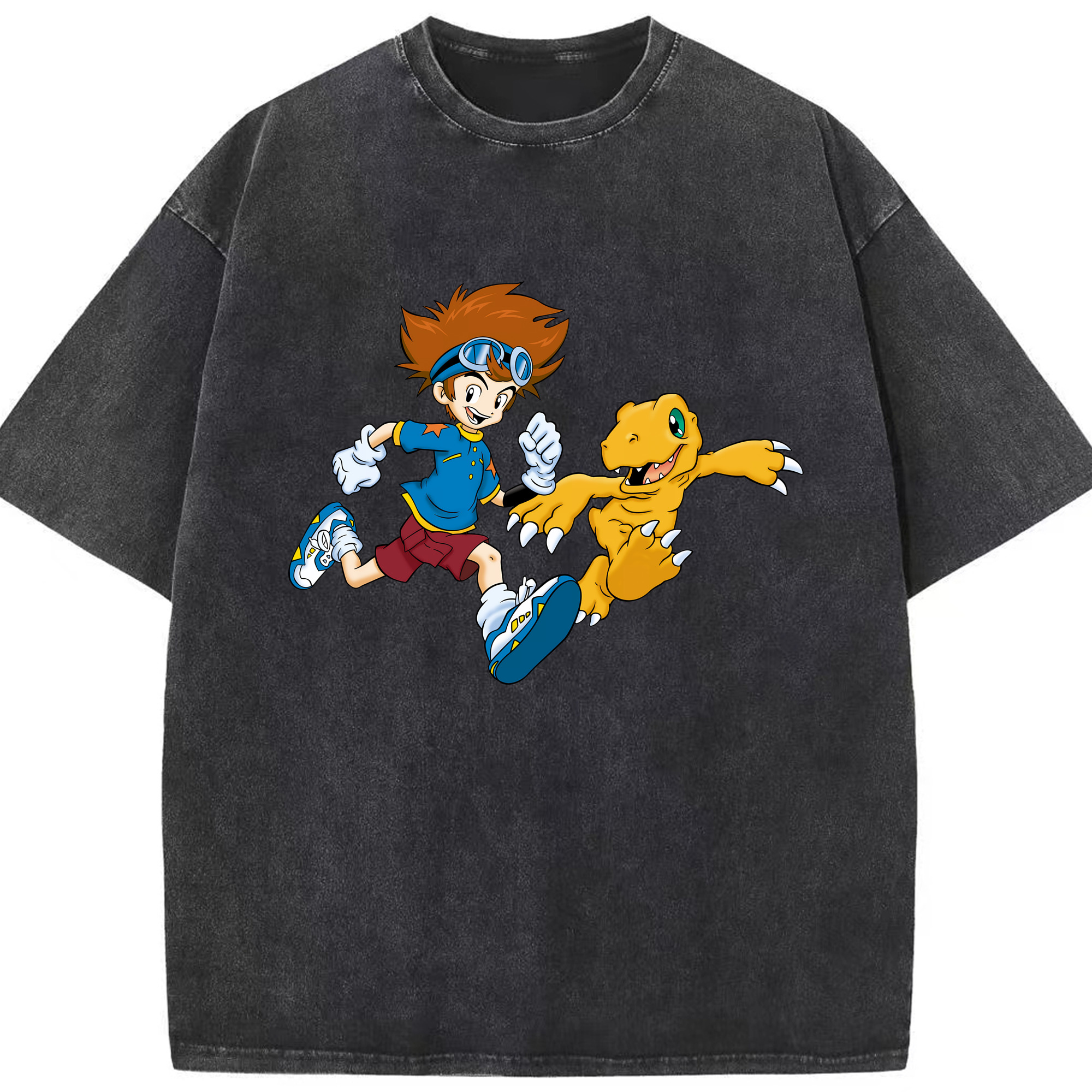 （画像用） Digimon デジタルモンスター/デジモン 綿100% ヴィンテージ風 半袖Tシャツ（フロントプリント）