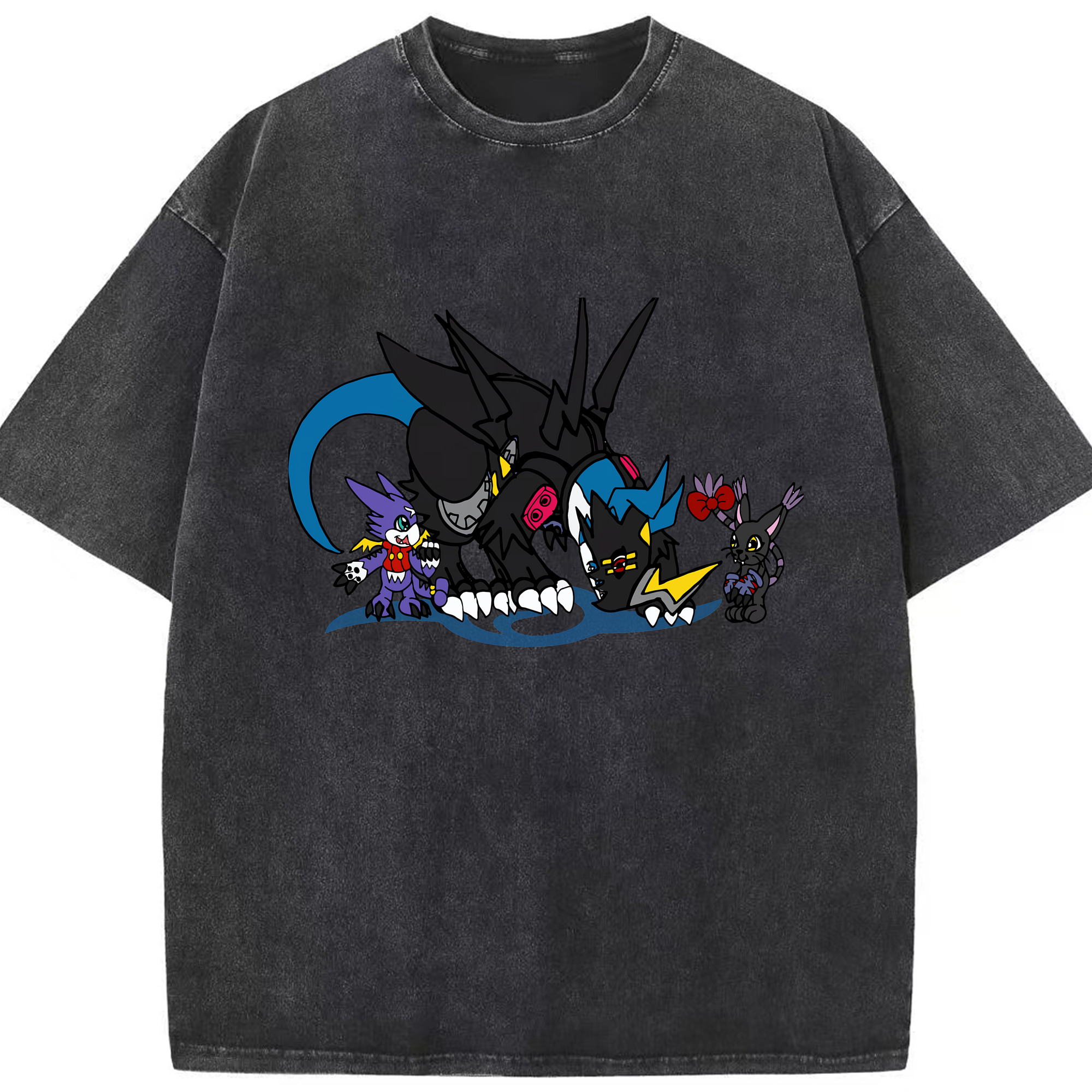 （画像用） Digimon デジタルモンスター/デジモン 綿100% ヴィンテージ風 半袖Tシャツ（フロントプリント）