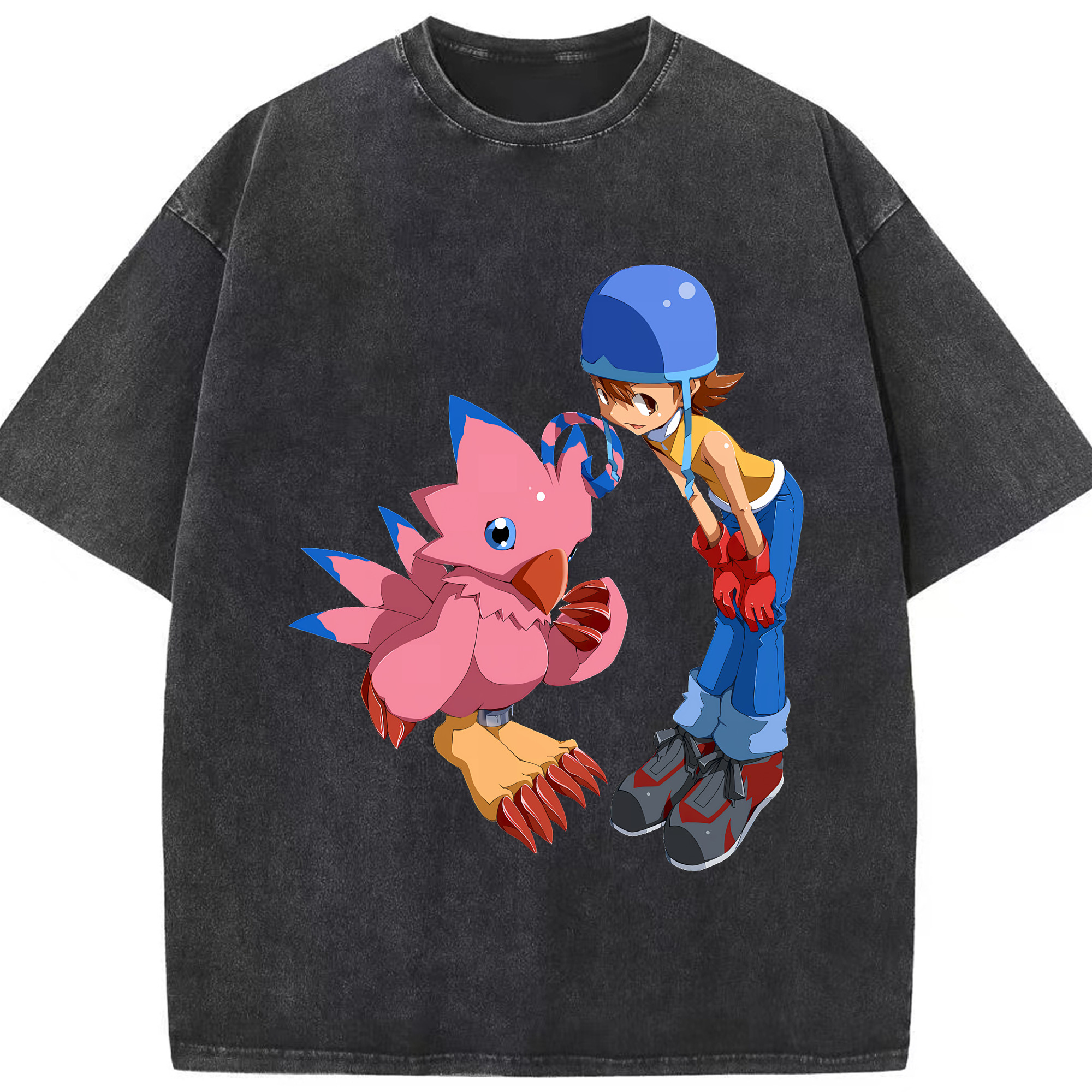 （画像用） Digimon デジタルモンスター/デジモン 綿100% ヴィンテージ風 半袖Tシャツ（フロントプリント）