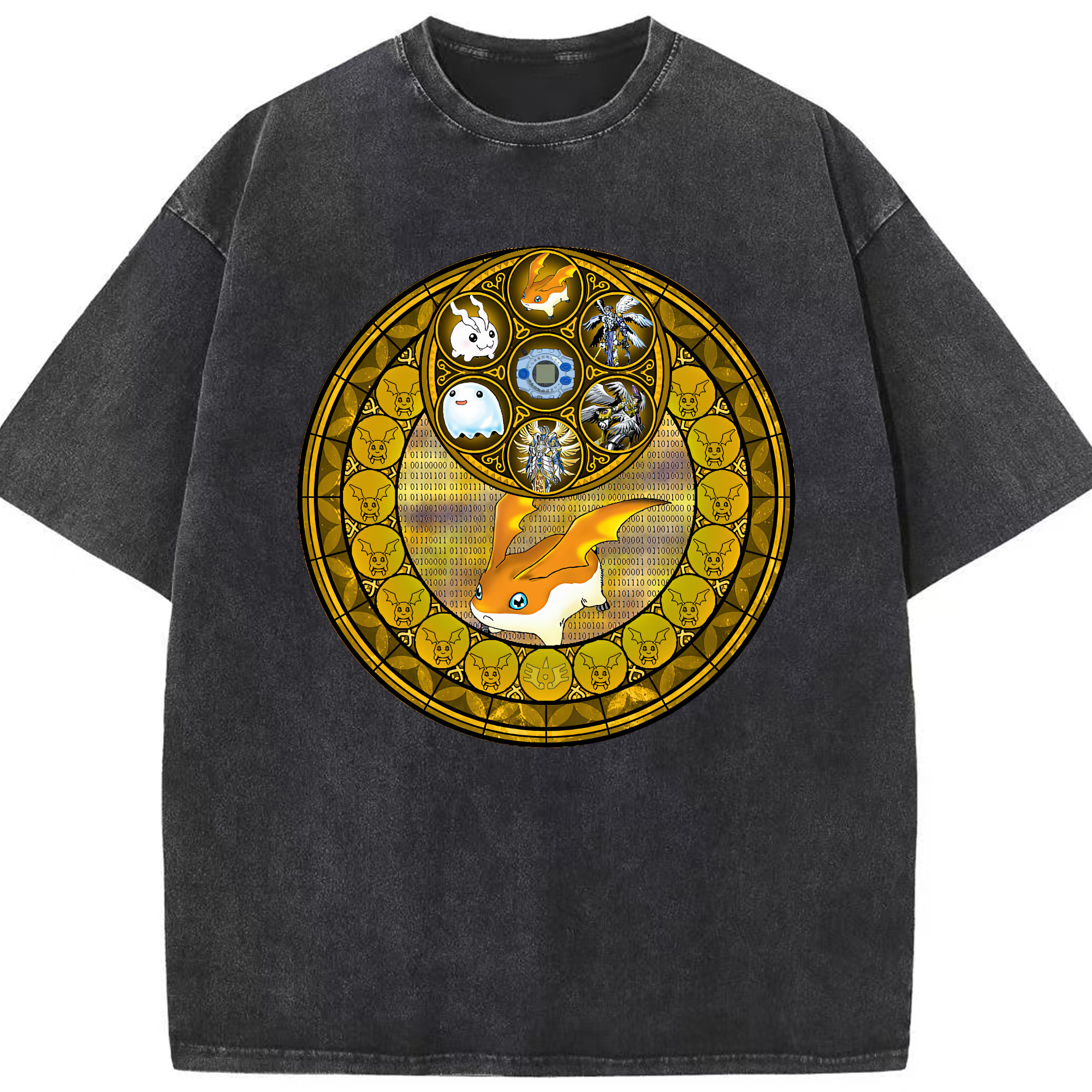 （画像用） Digimon デジタルモンスター/デジモン 綿100% ヴィンテージ風 半袖Tシャツ（フロントプリント）